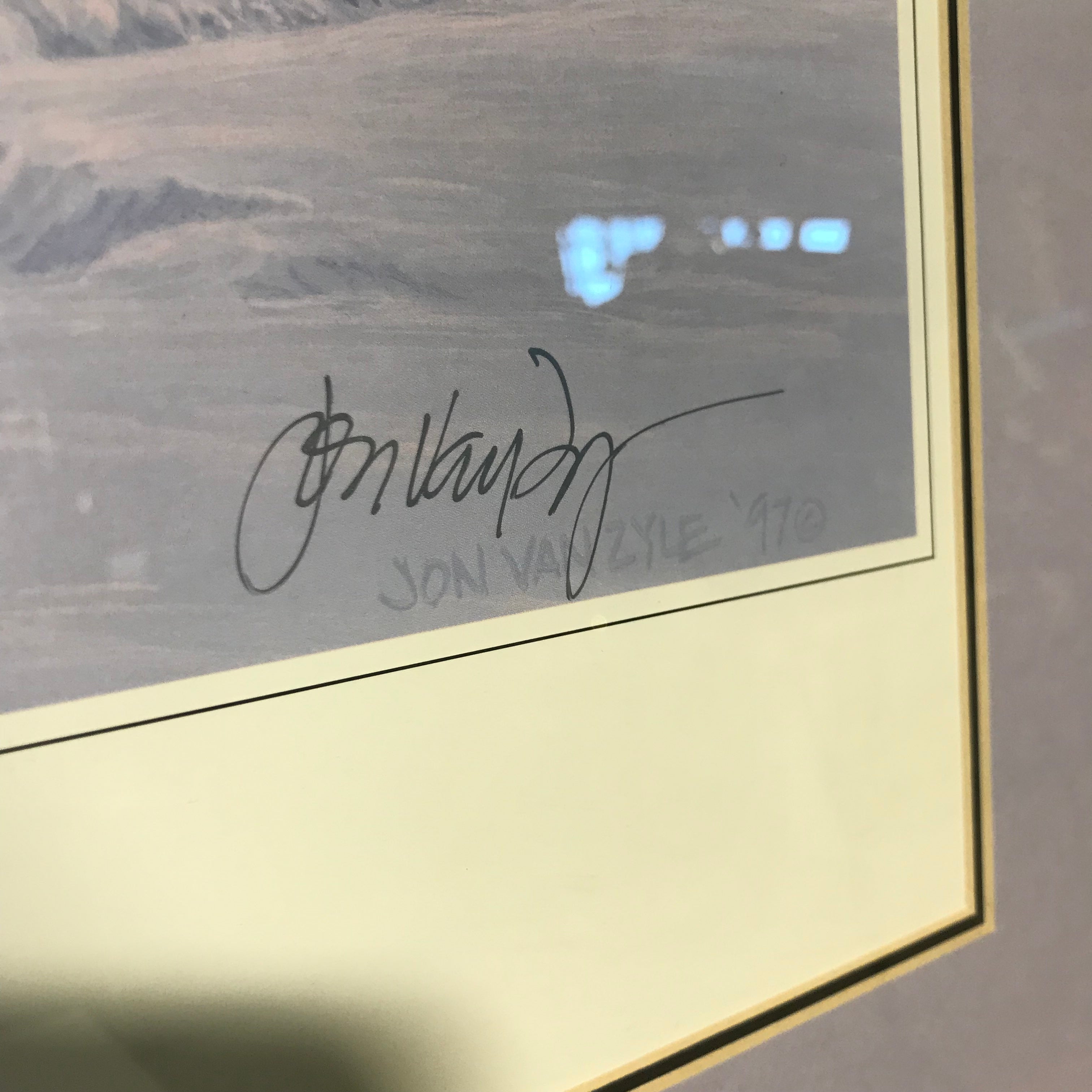 Jon Van Zyle 'Mush' Moose and Sled Dogs Signed and Framed Print Wall Decor 28.5" x 18"