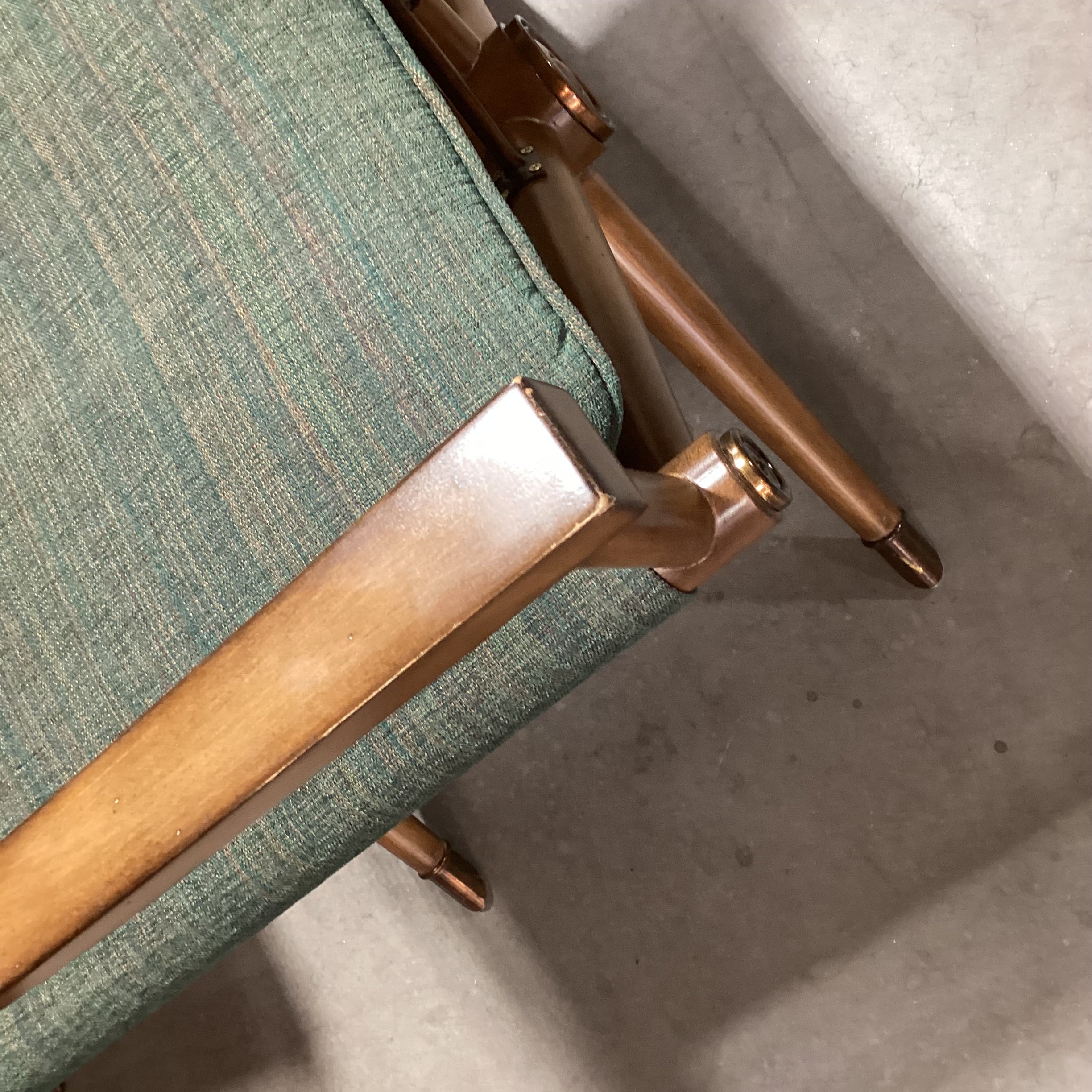 Vintage Kreiss Green Woven Finished Wood with Copper Finished Brass Accent Director Chair 26"x 24"x 33"