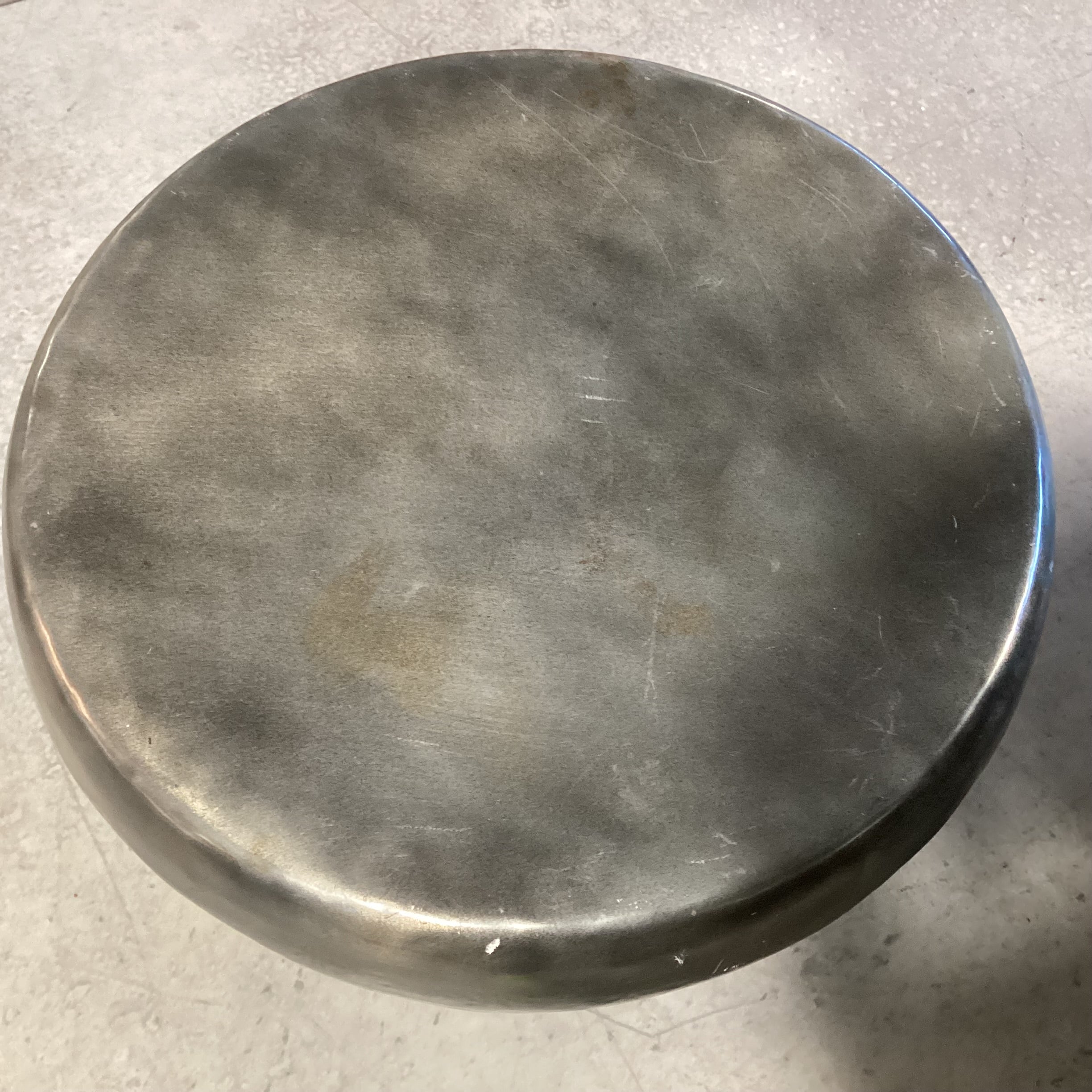 Pewter Finish with Gold Weld Like Detail Steel Drum Accent Table 21" Diameter x 22"