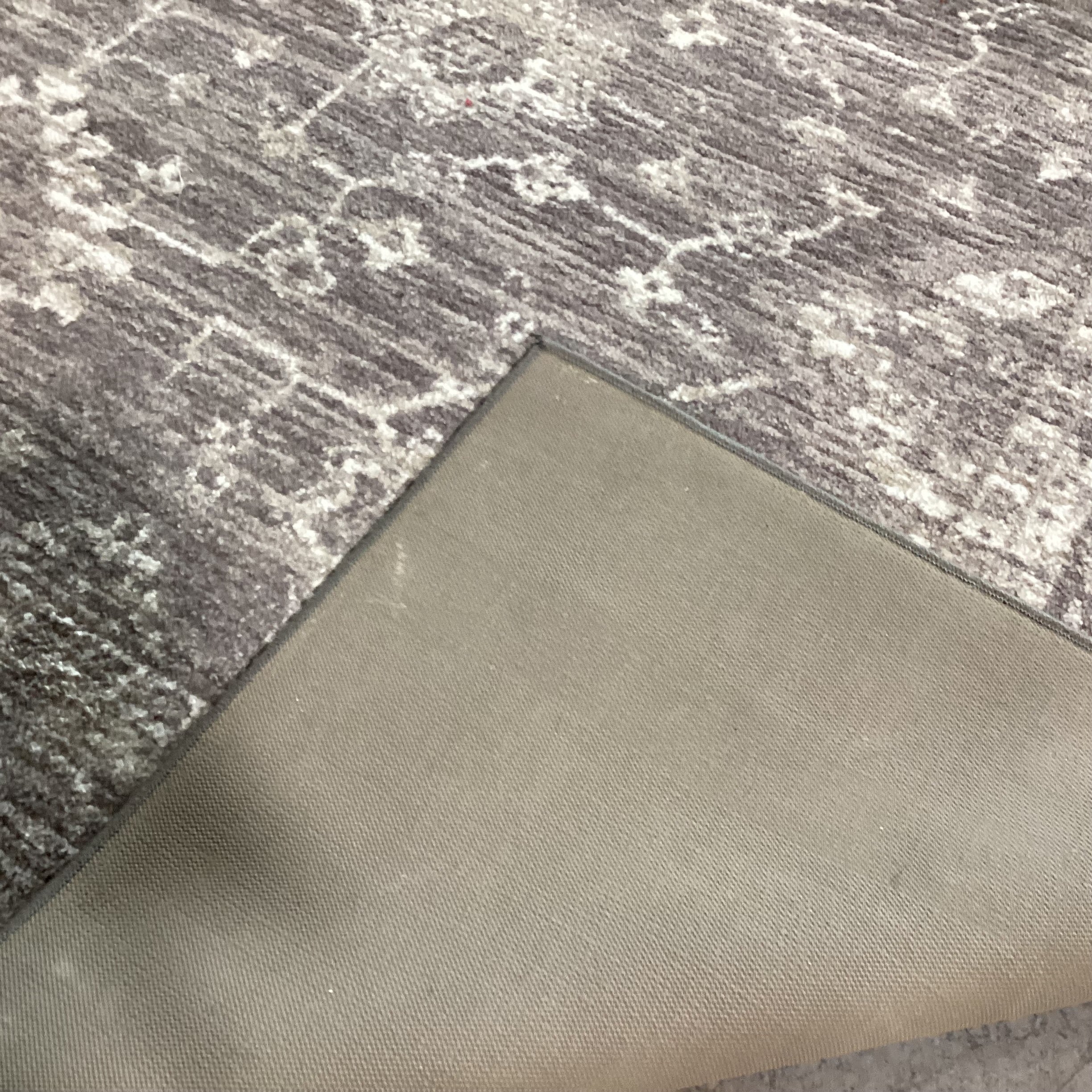 Grey & Ivory Design with Rubber Backing Poly Rug 10'x 12'