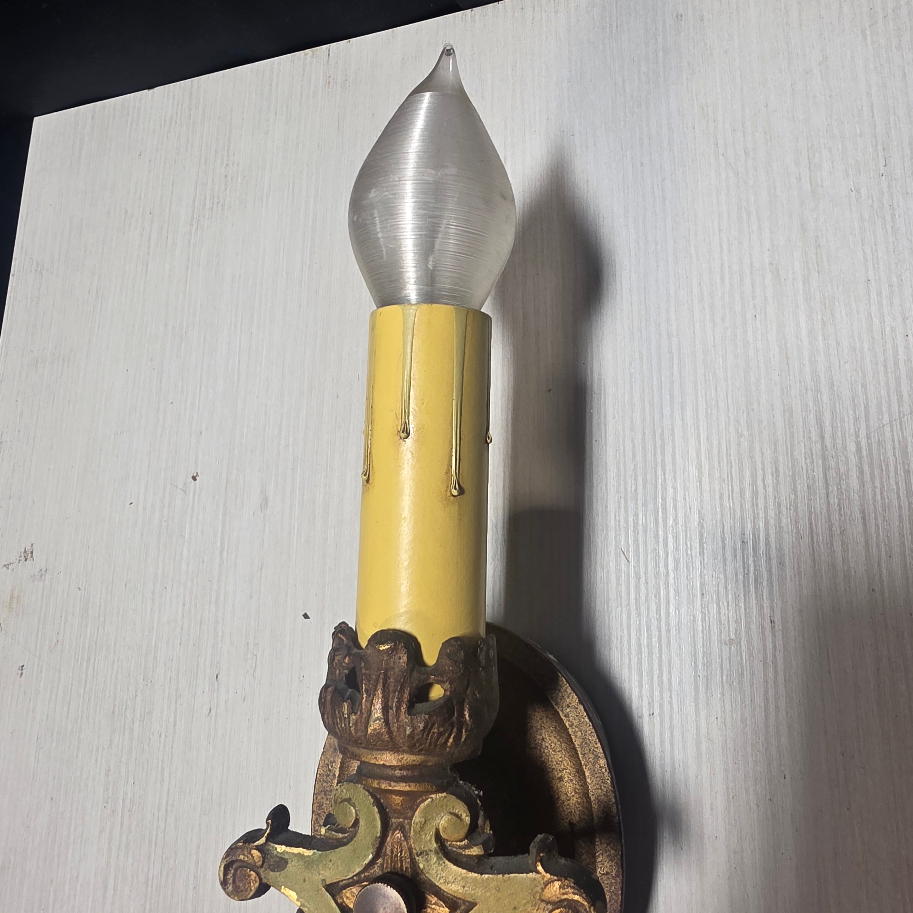 Circa 1920's Cast Iron Sconce with Switch 4"x2"x14"