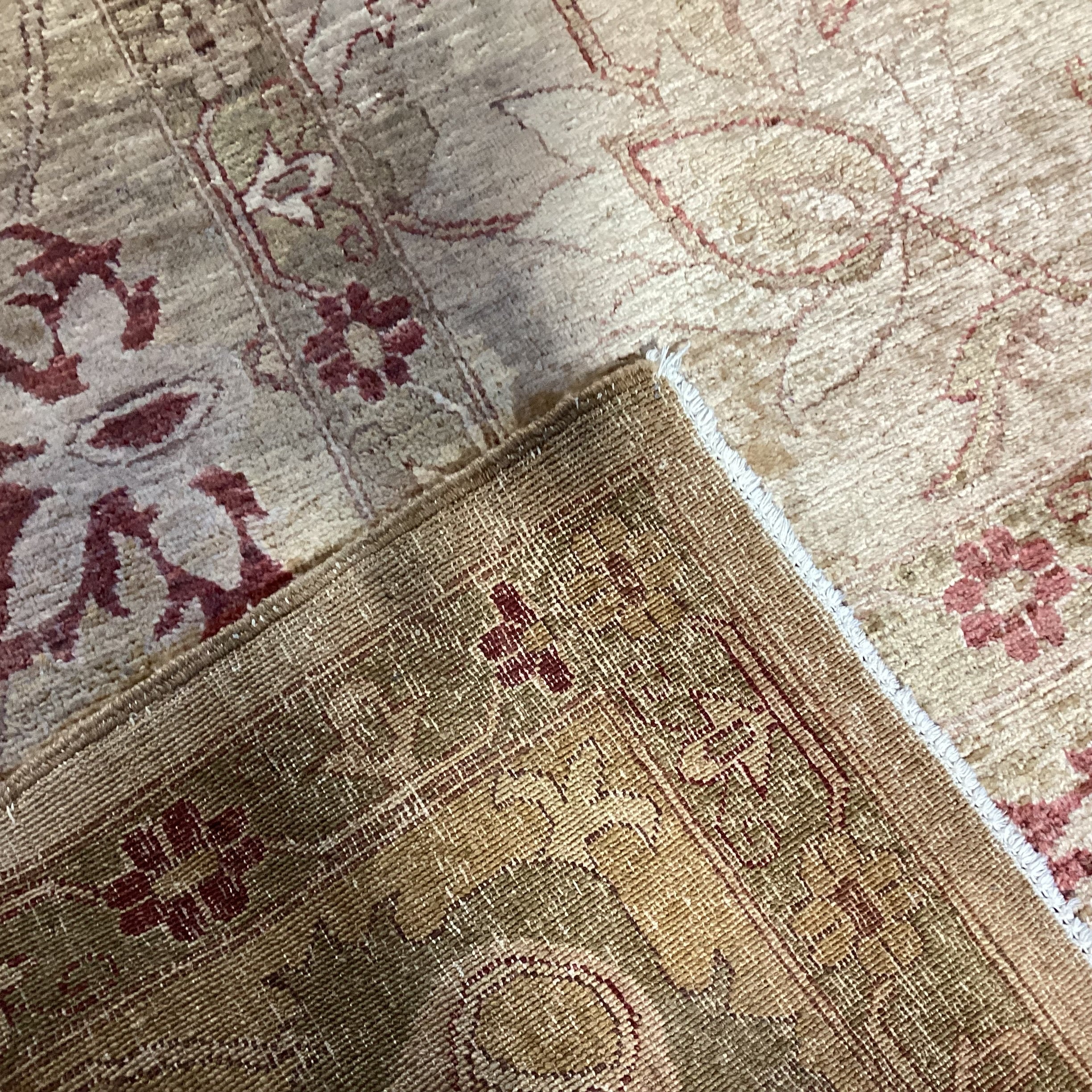 Gold Tan Rust Hand Woven Silky Tufted Wool Rug 10'1"x 13'4"