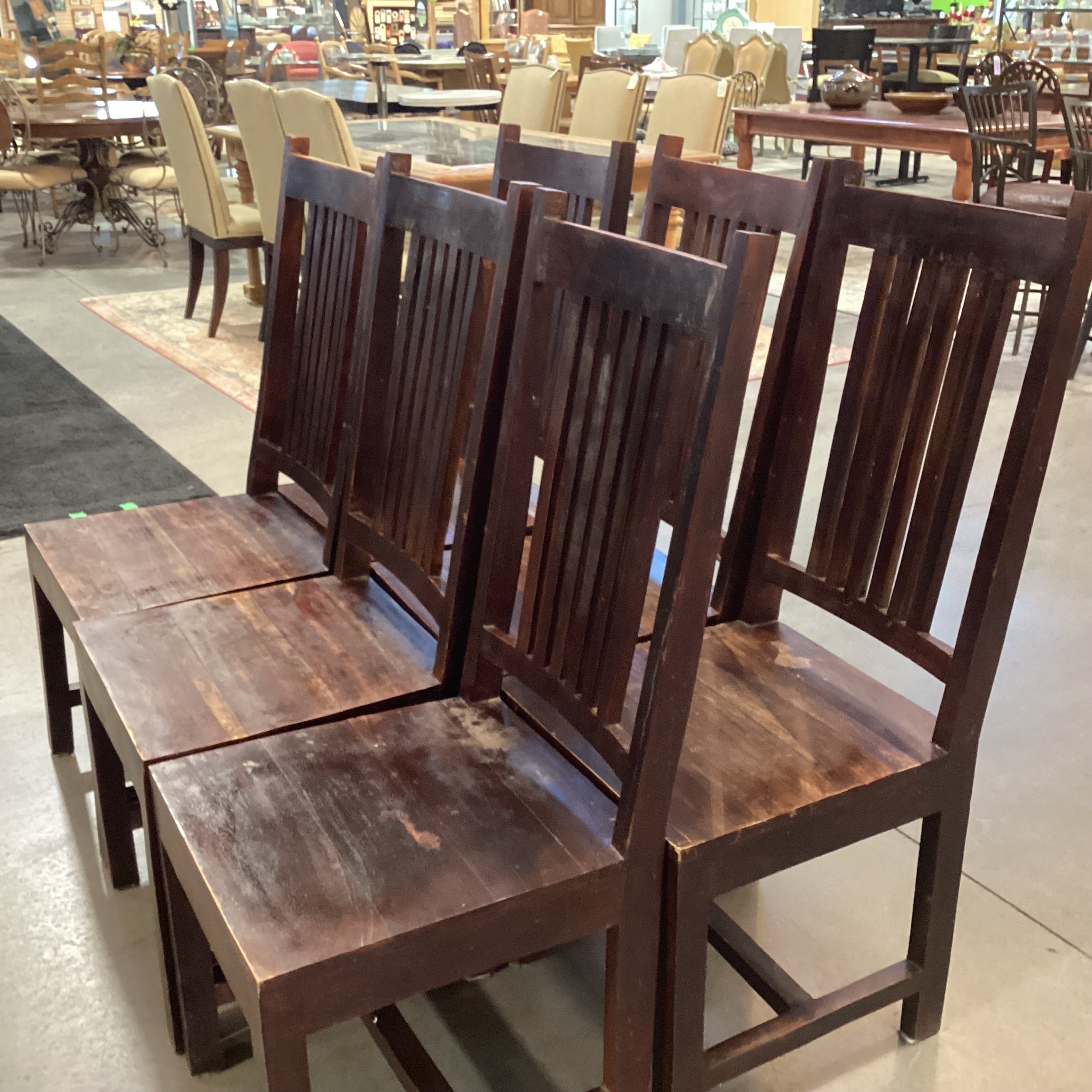 SET of 6 Dark Finish Solid Mango Wood Dining Chairs 18"x 22"x 44"