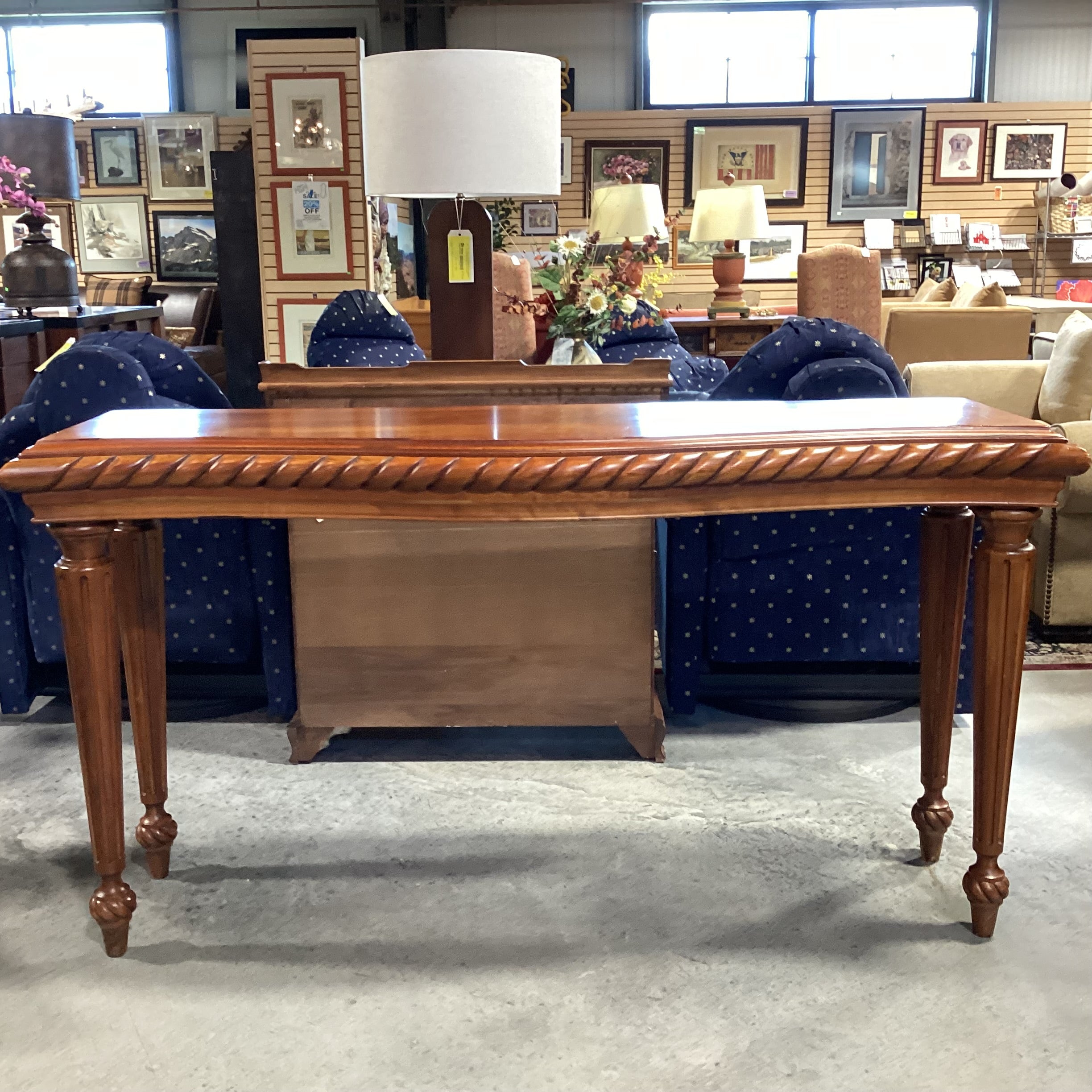 Solid Carved Cherry Sofa Table 68"x 20"x 37"