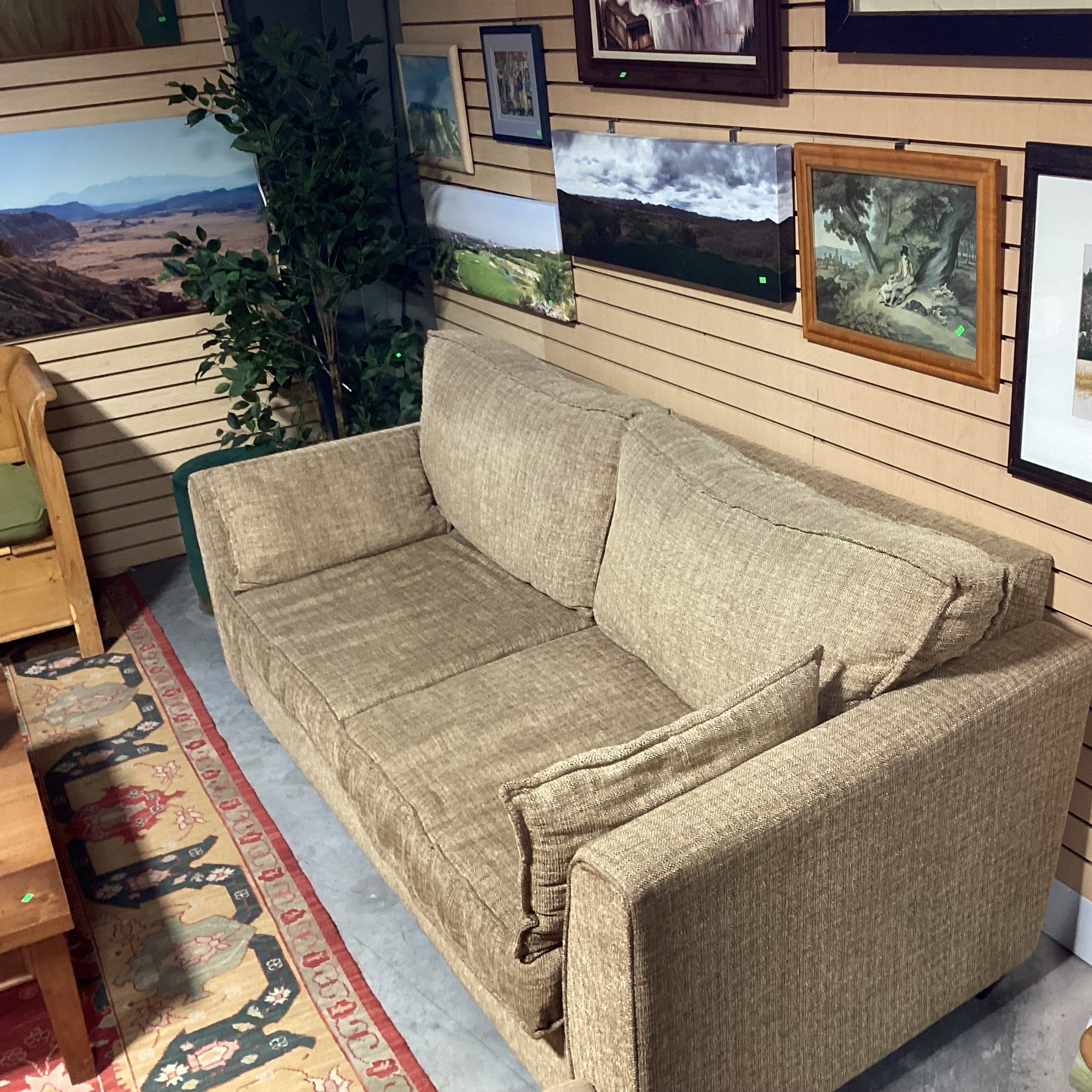 Hiatt Furniture Gold & Tan Woven Sofa 84"x 40"x 31"