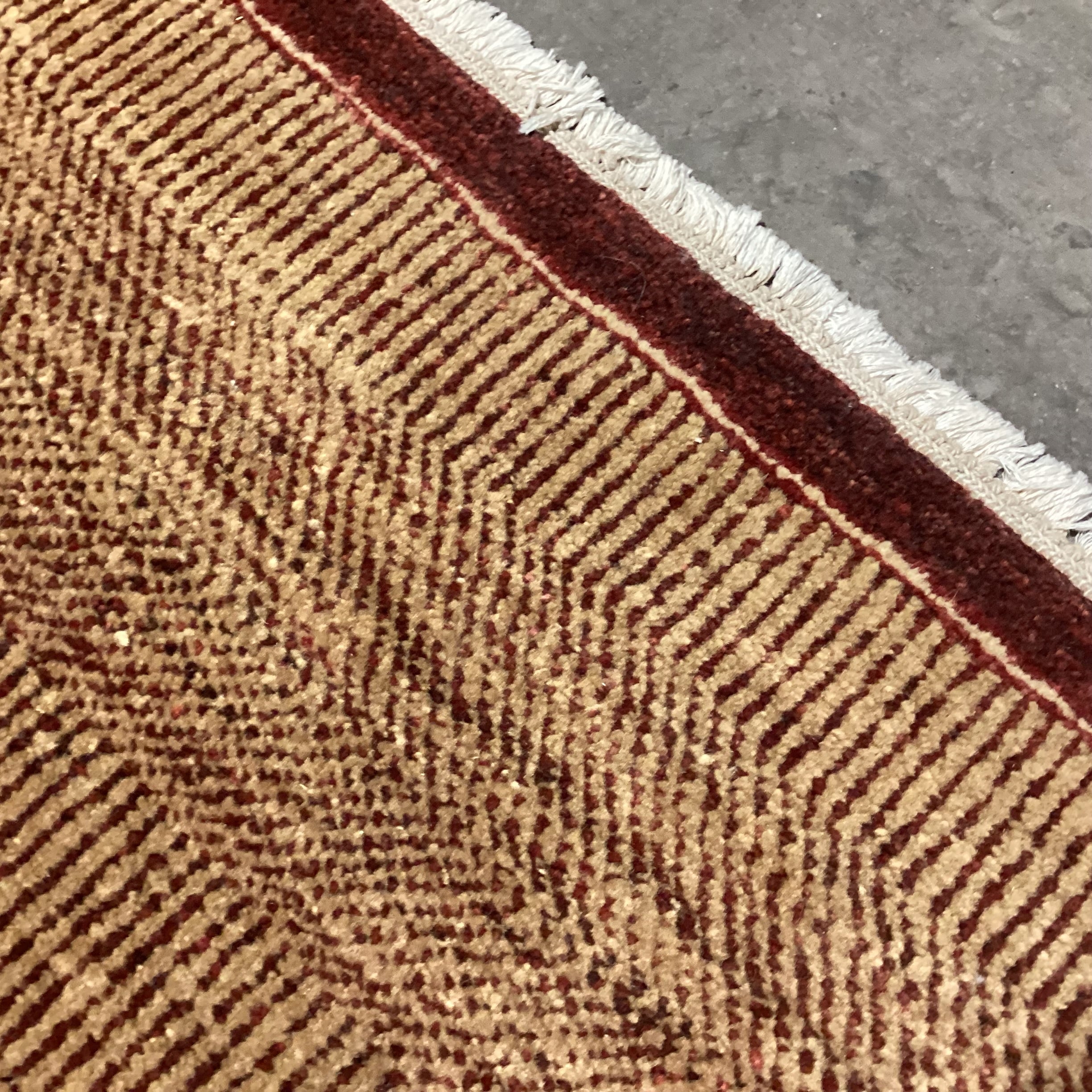 Mahindra Black Mountain Looms Tan & Red Hand Woven Wool Rug 9'x 12'3"
