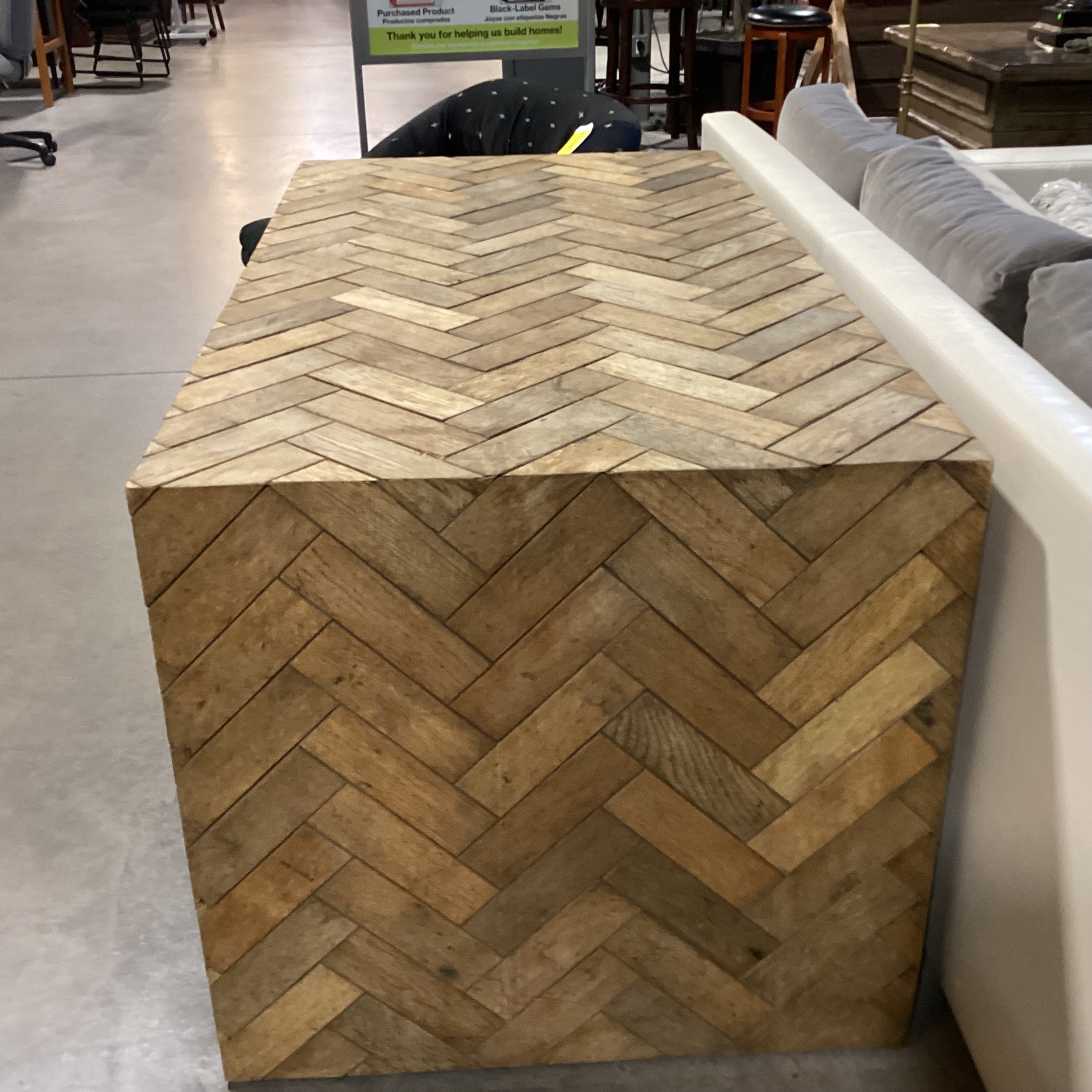 Natural Wood Plank with Chevron Pattern Desk 59"x 31.5"x 30"