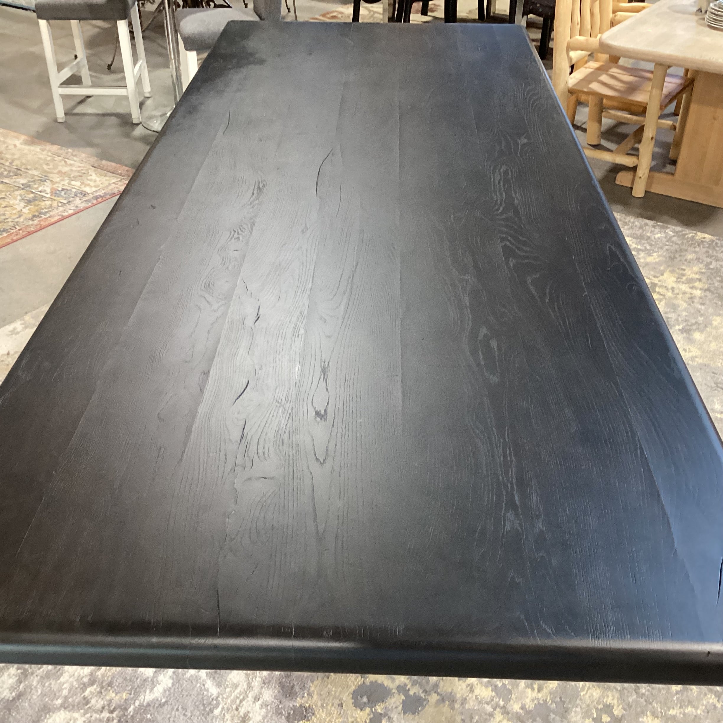 Four Hands Thomas Bina & Brazilian Designer Ronald Sasson Reclaimed French Oak Deep Espresso Finish Dining Table 118"x 47"x 30"