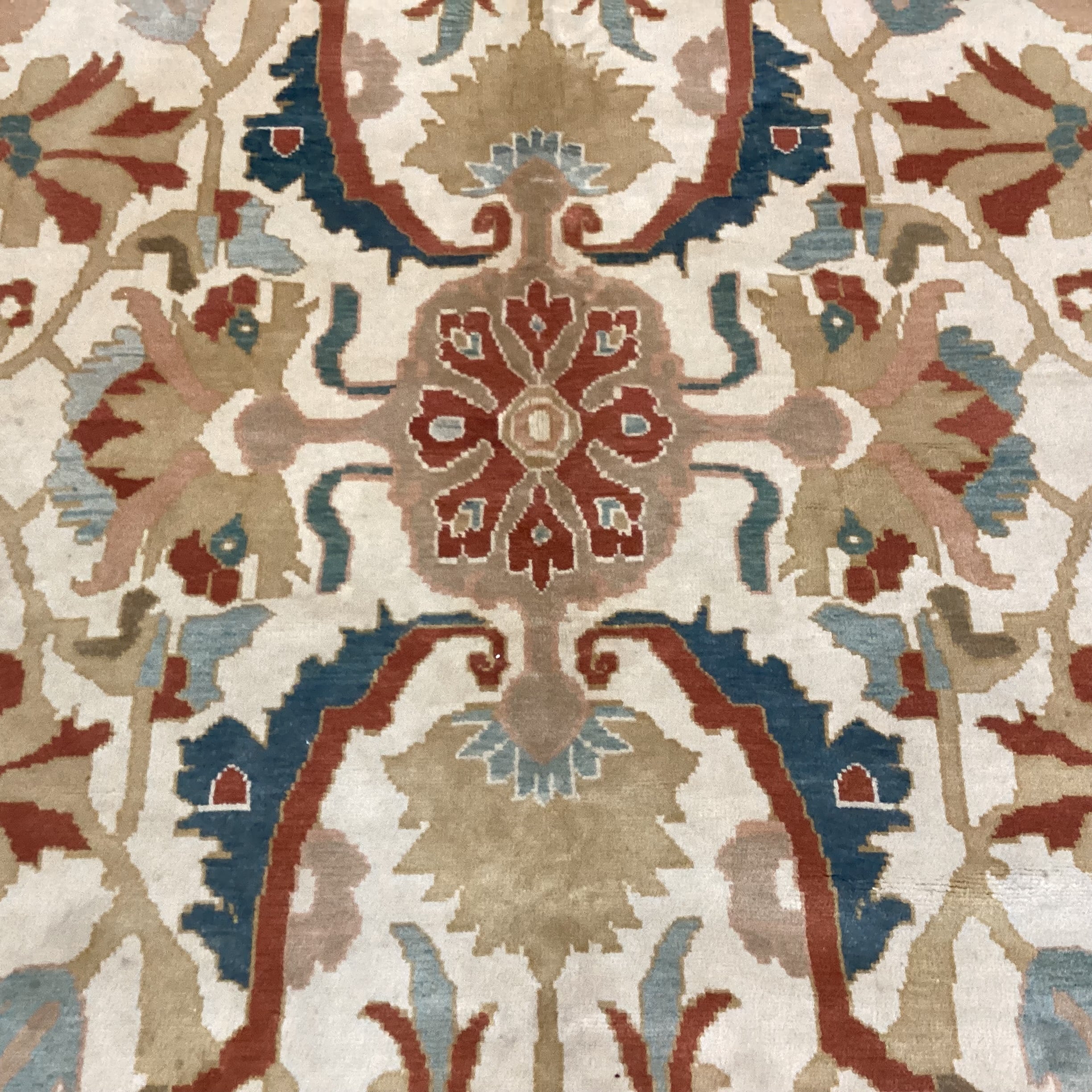 Gold Burnt Orange & Teal Hand Woven Wool Rug 11'x 15'2"