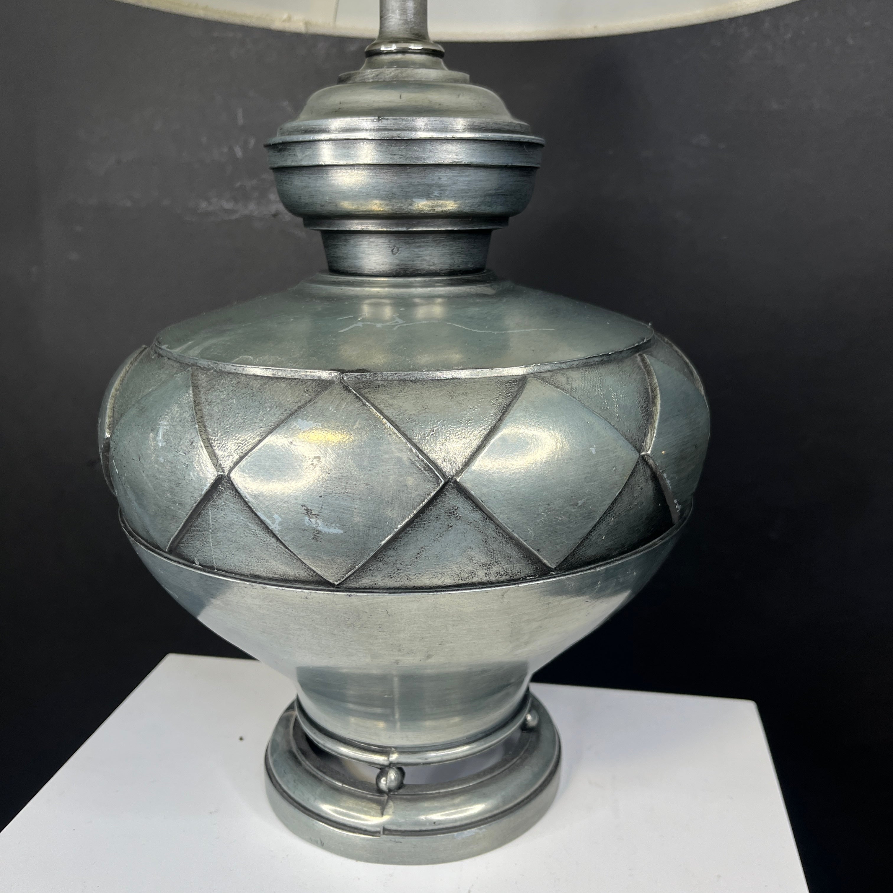 Vintage Cast Metal with Shade Table Lamp 12” Diameter @ Shade x 23”