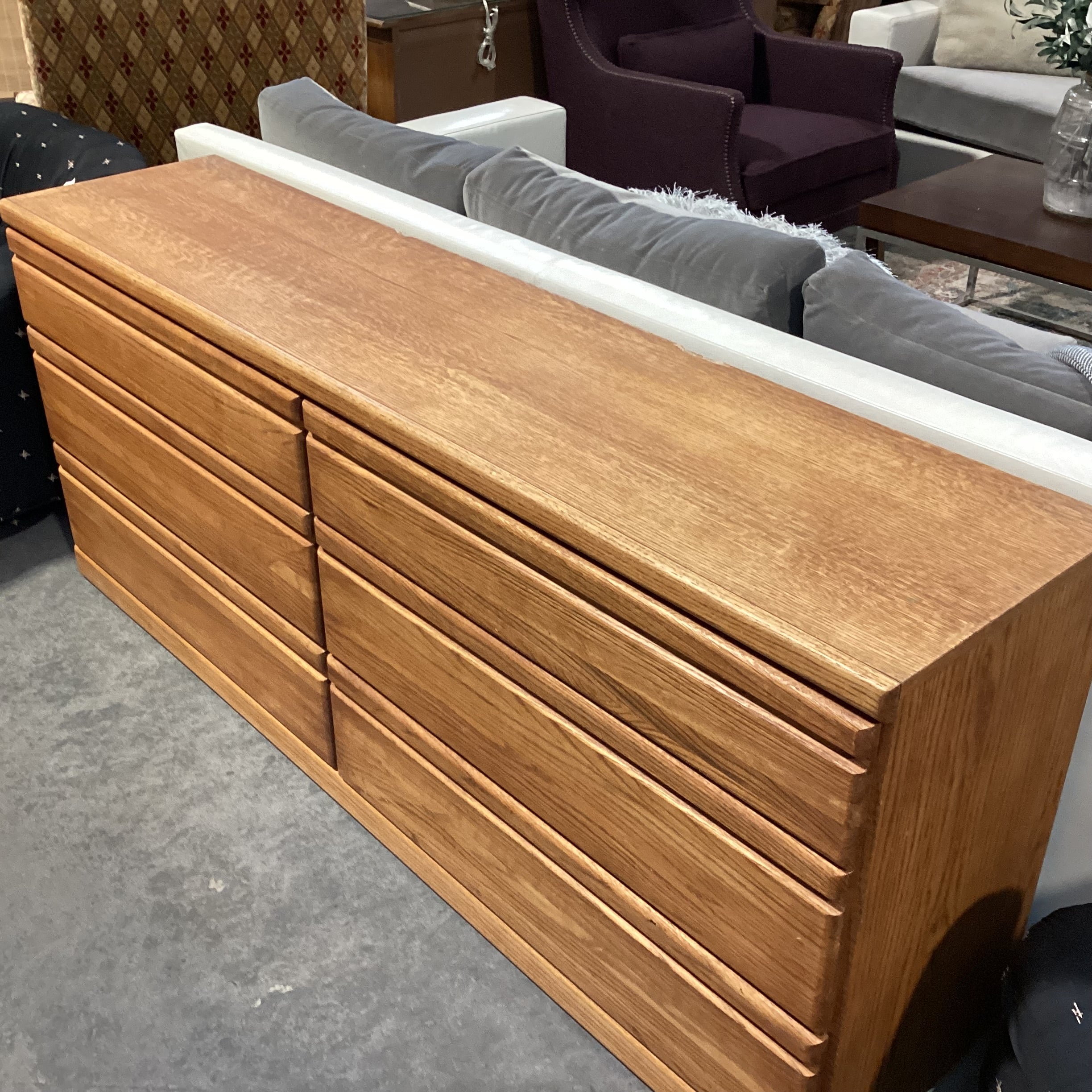 Wambold Furniture Oak & Veneer 6 Drawer Dresser 71.5"x 16"x 30"