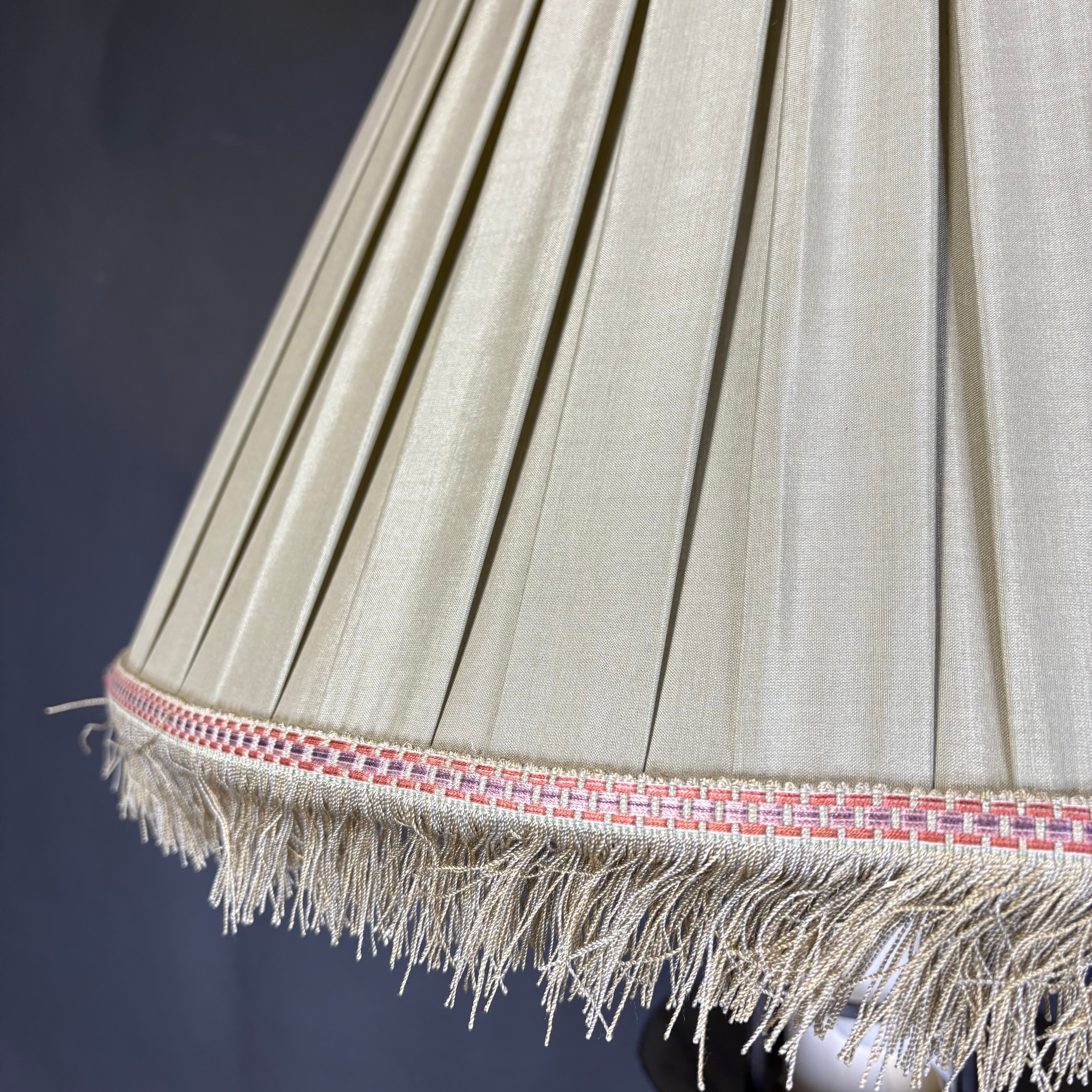 Paul Ferrante Zoro Neoclassical Iron Tripod with Shade Floor Lamp 24” Diameter @ Shade x 72”