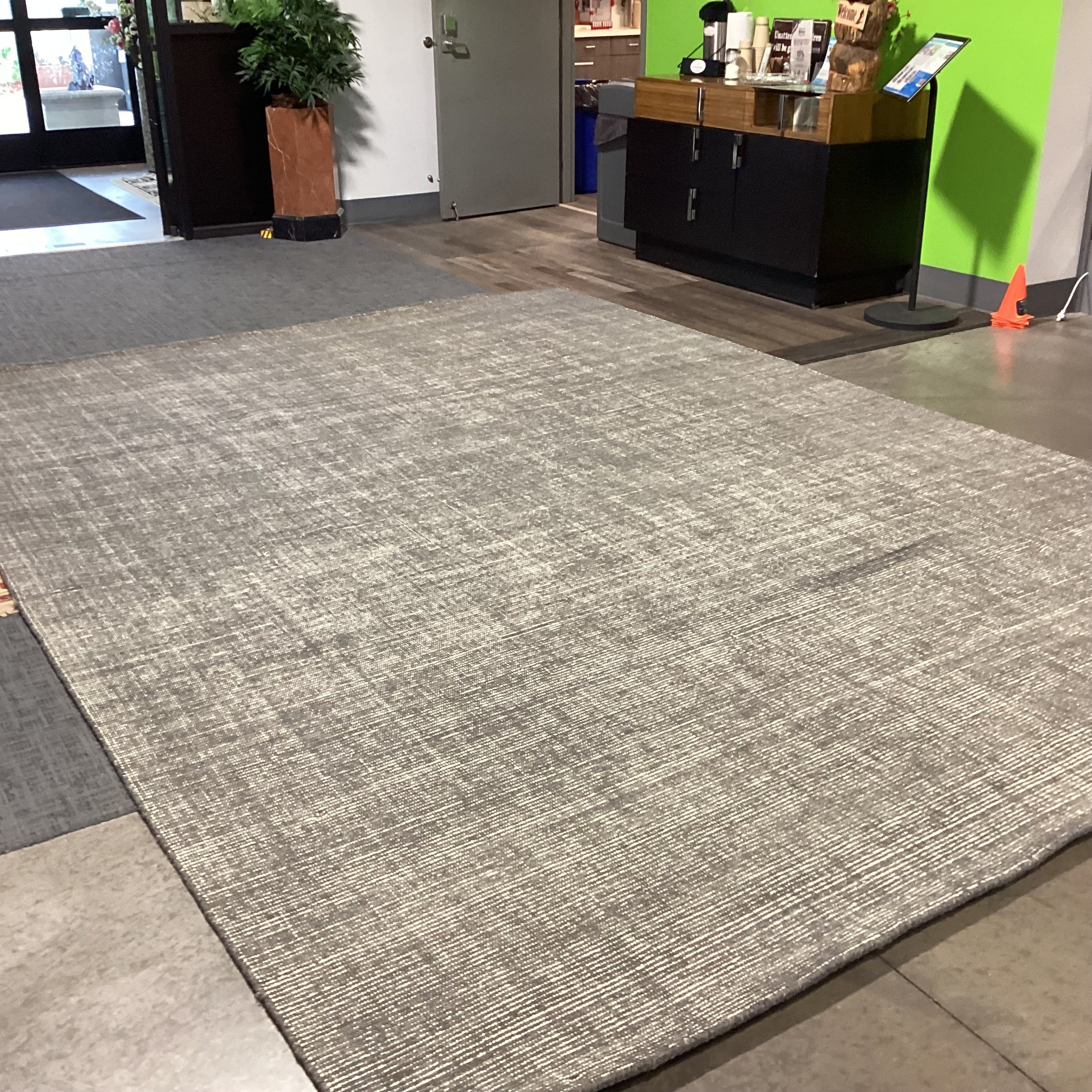 Arhaus Jackson Collection Charcoal & Cream Woven Poly Cotton & Wool Rug 10'x 14'
