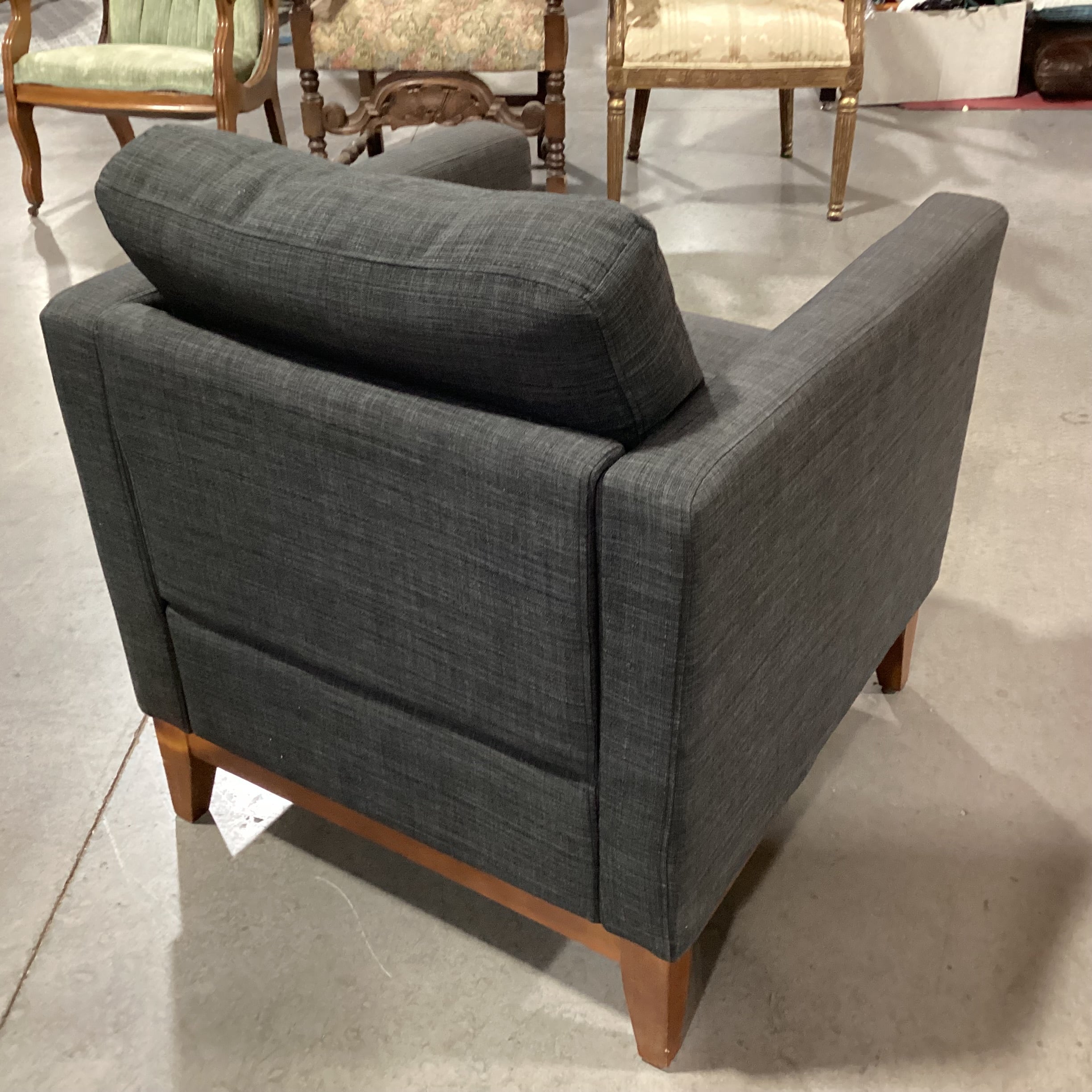 Charcoal Linen with Wood Base Chair 29"x 31"x 33"