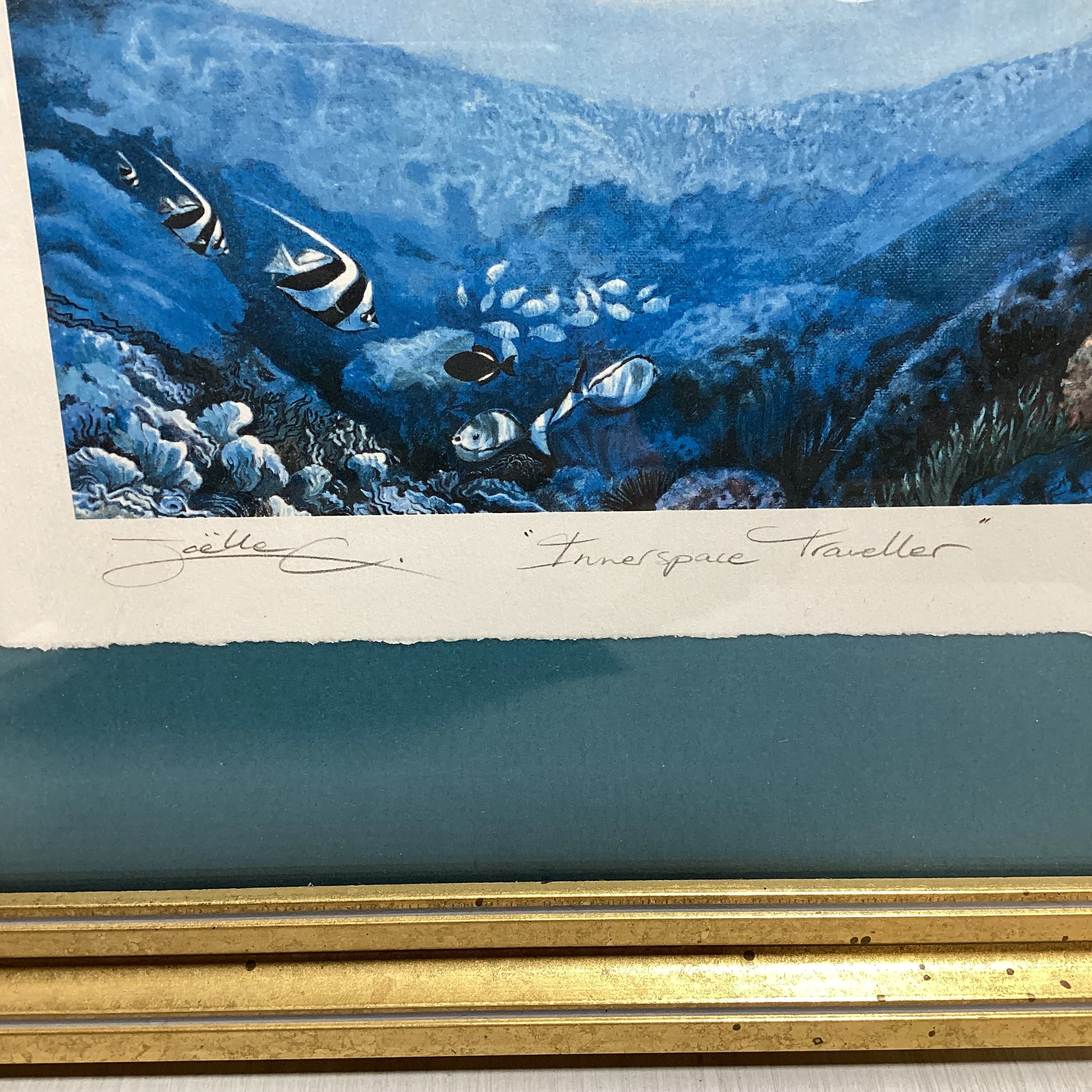 Joelle C. Pencil Signed "Innerspace Traveller" Print In Gold Frame 16" x 13"