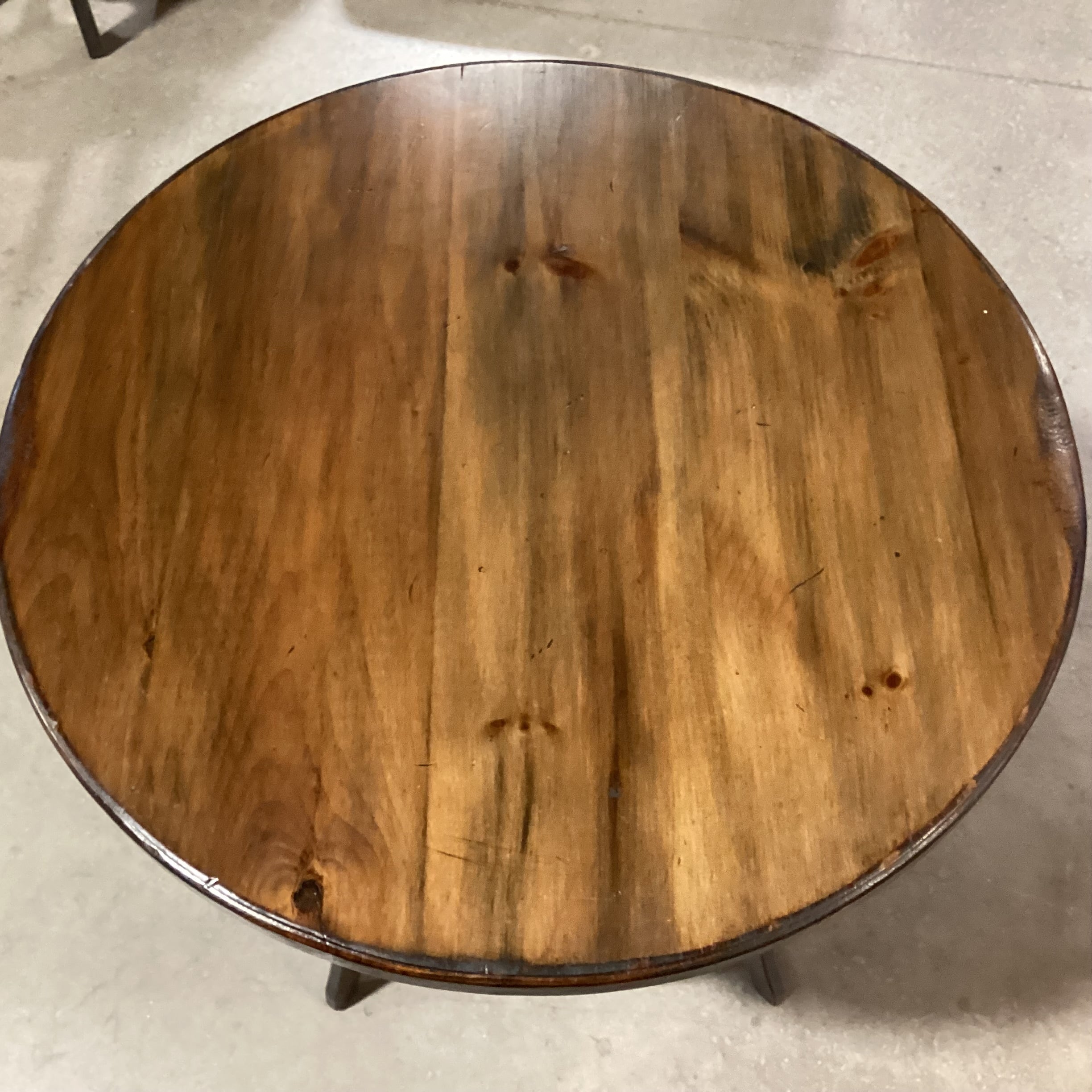 2 Tone Finish Carved Wood 2 Tiered Round Accent Table 30" Diameter x 28"