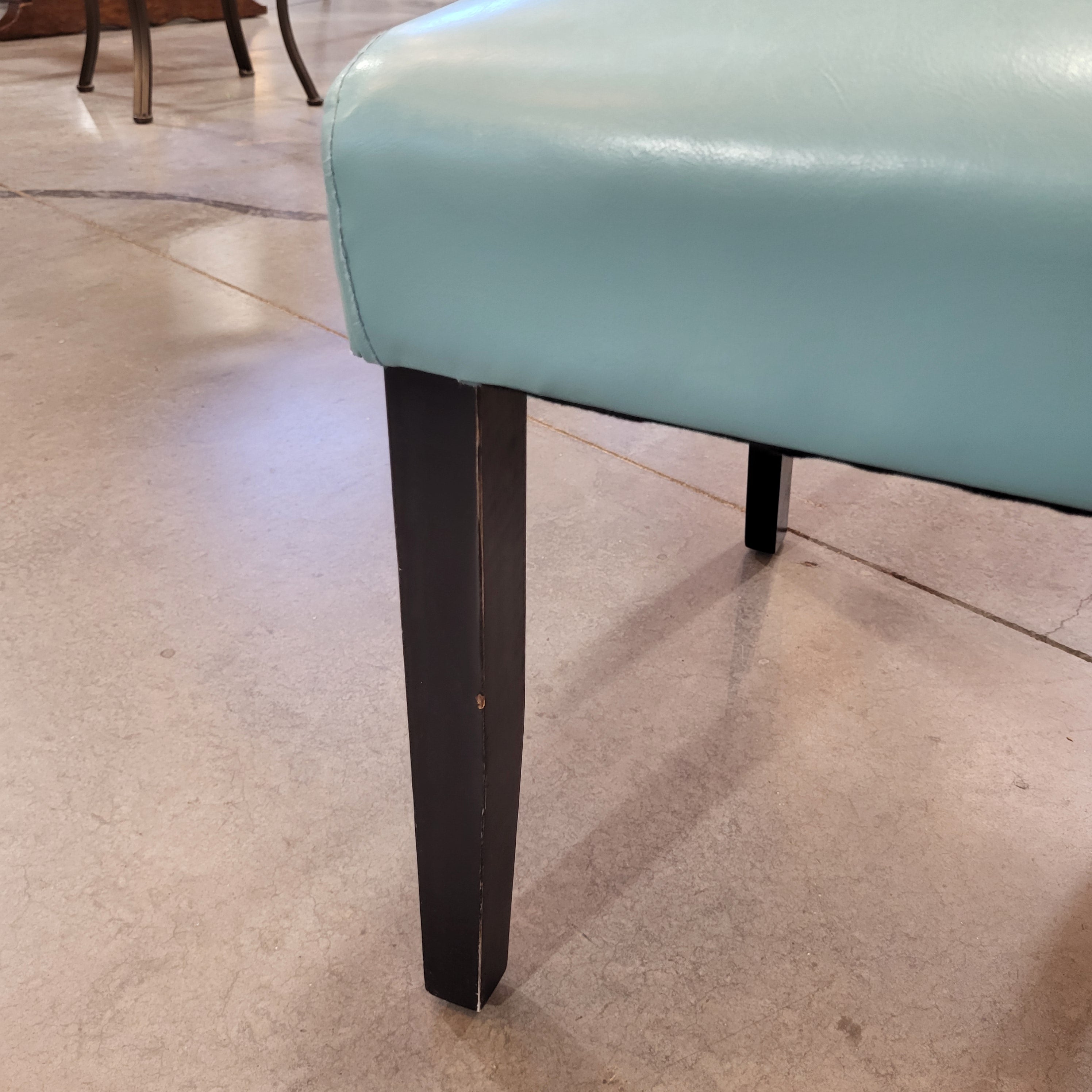 SET of 4 Aqua Faux Leather & Dark Wood Dining Chairs 19"x 25"x 38.5"