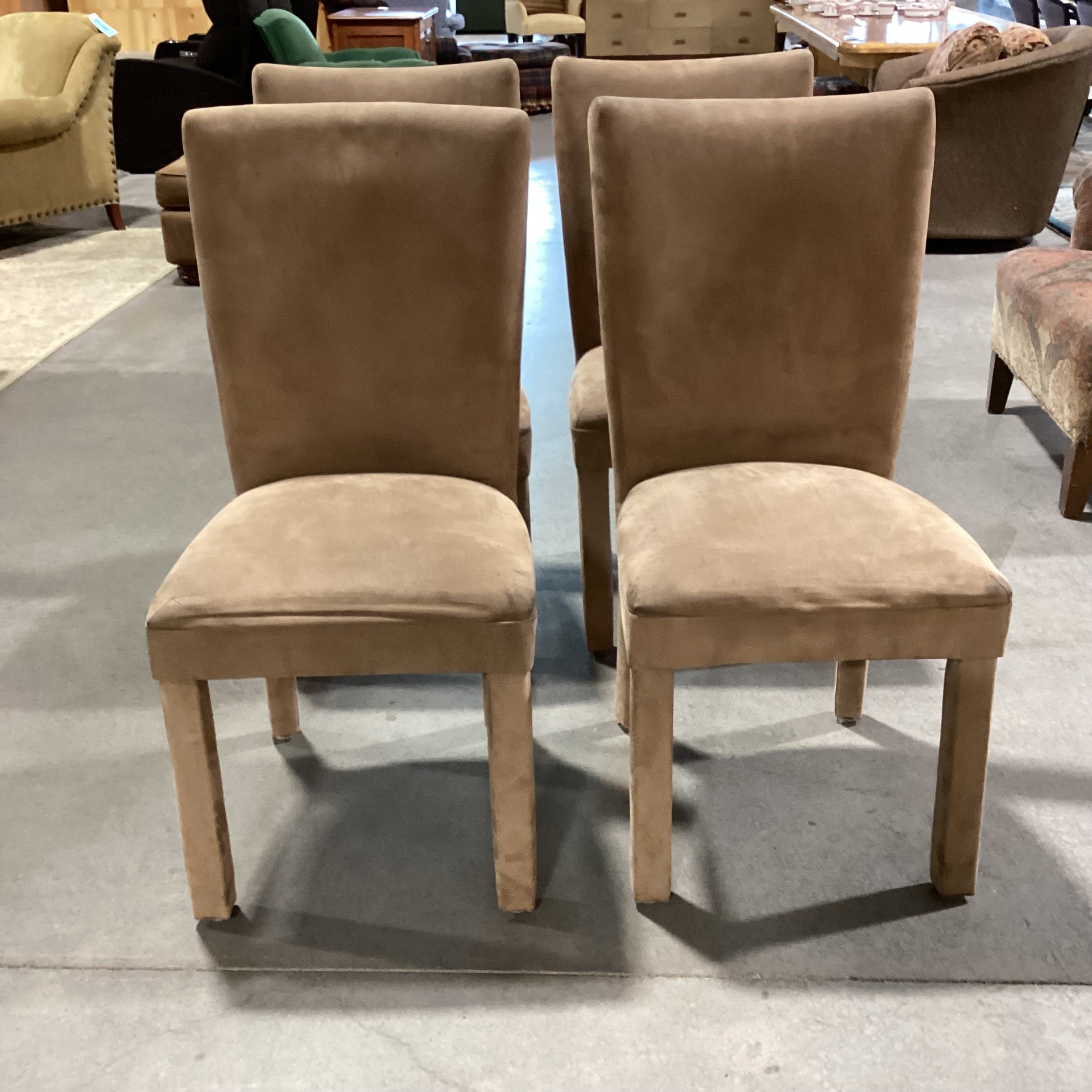 SET of 4 Light Brown Ultra Suede Dining Chairs 19"x 18"x 38"