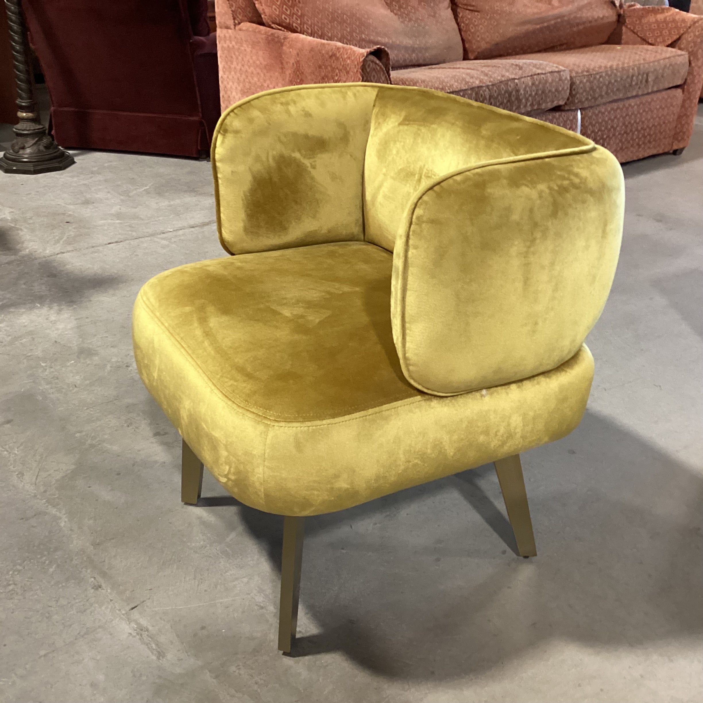 I was Made for You Interior Define Saffron Velvet & Gold Metal Modern Chair 27"x 24"x 30"