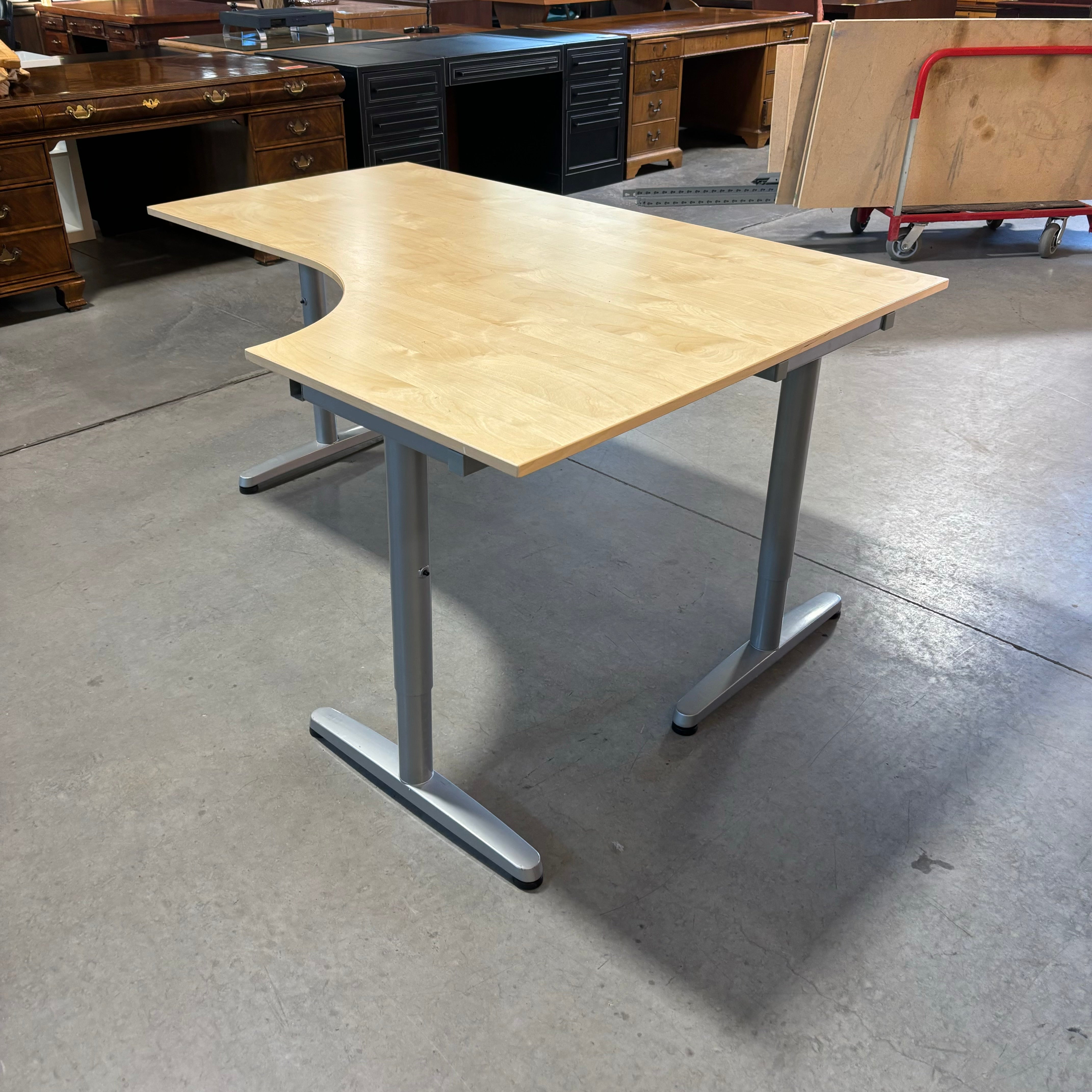 Wood Style Laminate with Metal Base Adjustable Desk 63"x 47"x 27" to 30"
