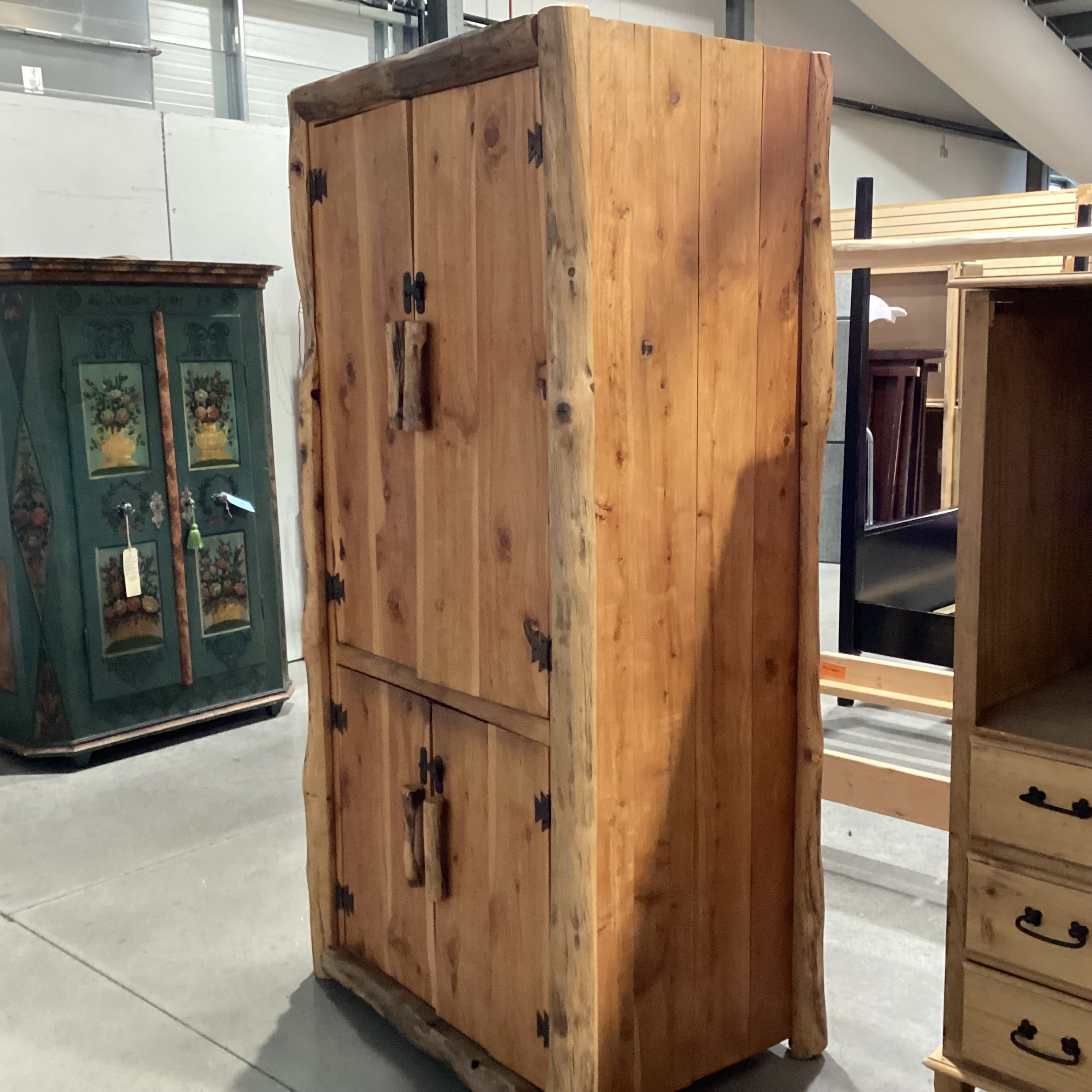 Log & Plank 4 Door Armoire 41"x 28"x 81"