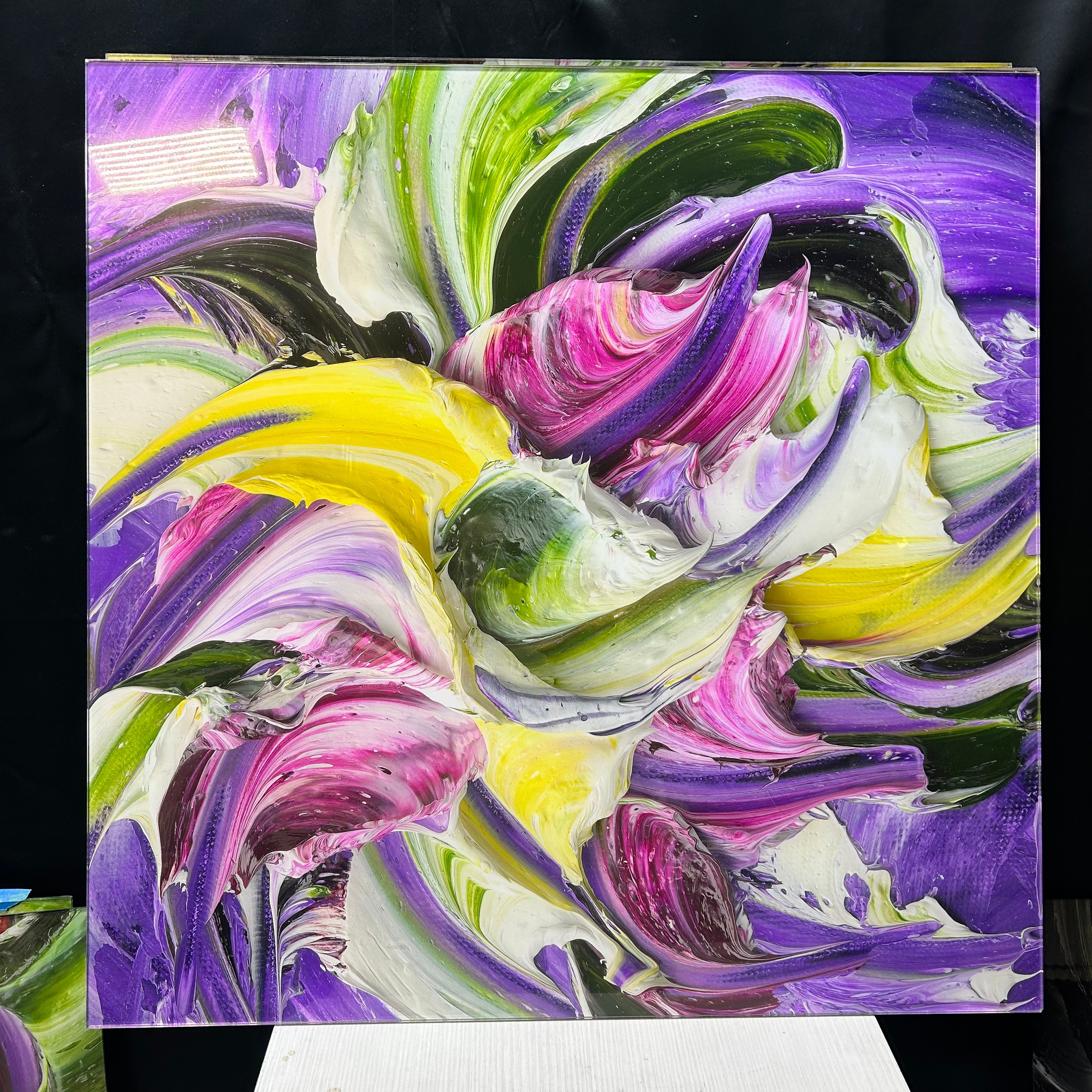 Renea Menzies Abstract Flower Print With Acrylic Cover  32"x 32"