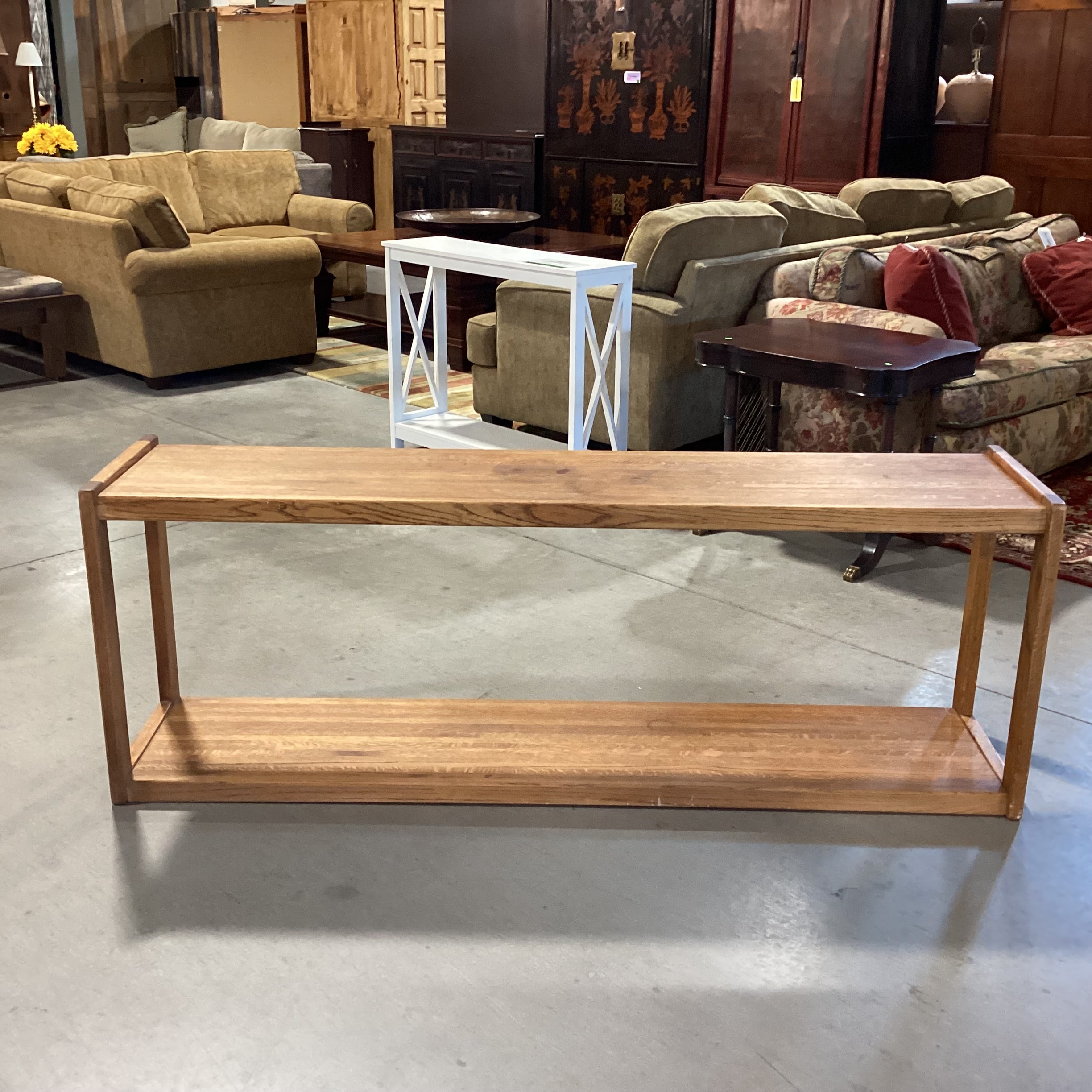 Solid Oak 2 Tiered Console Sofa Table 71.5"x 16"x 26"