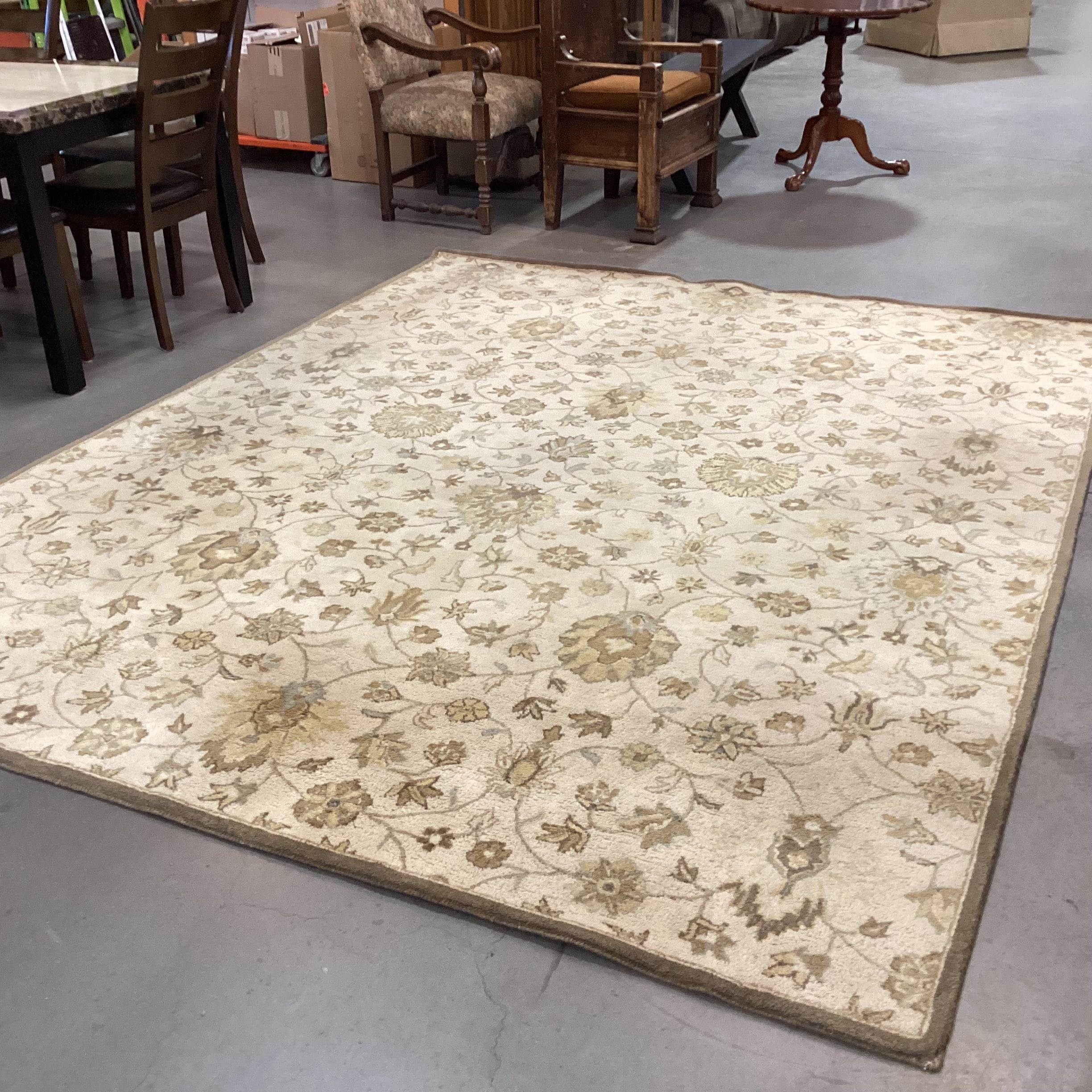 Pottery Barn Ashby Wheat Floral Wool Tufted Rug 8'x 10'