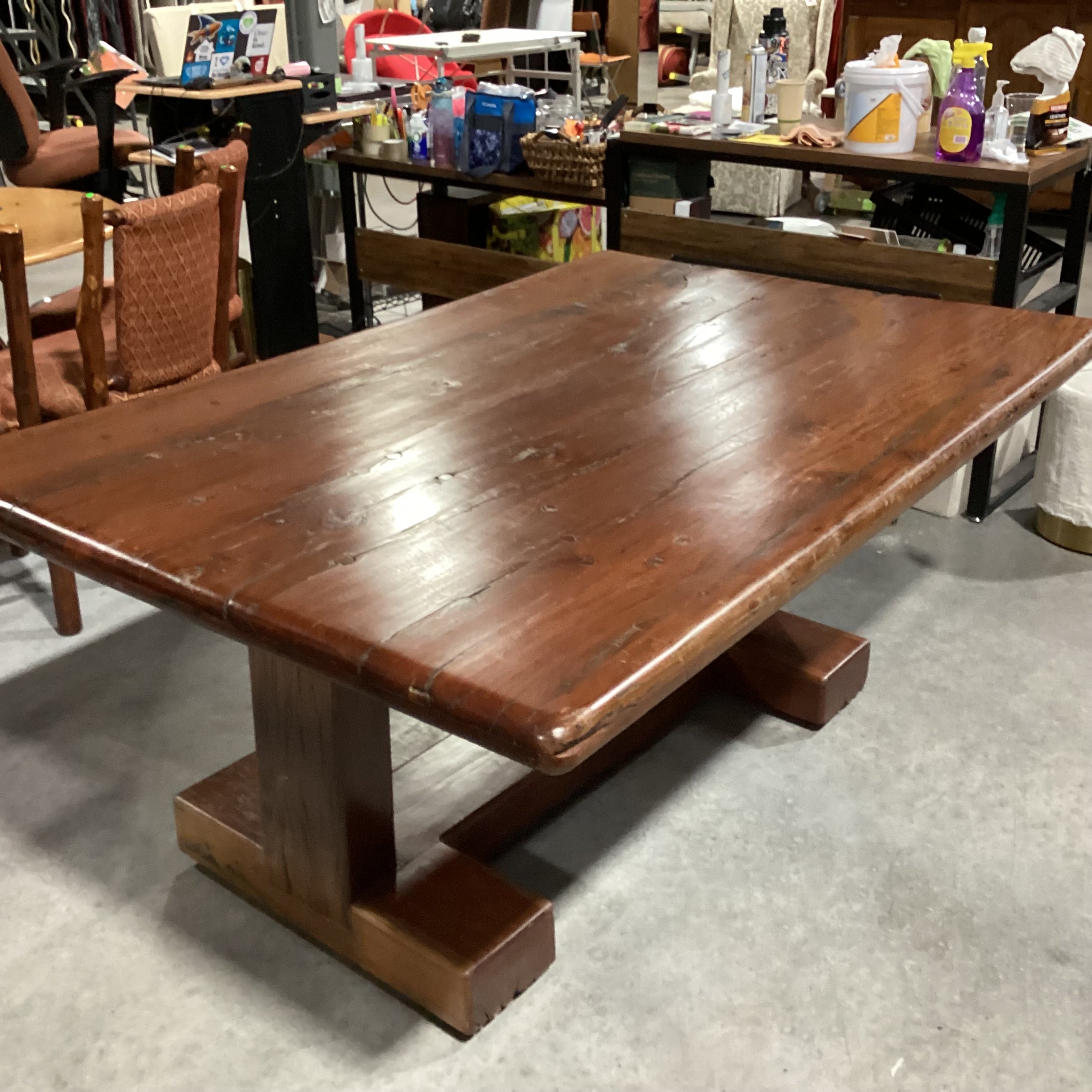 Vintage Solid Wood with Peg Knotching & Trestle Dining Table 72"x 48"x 30"