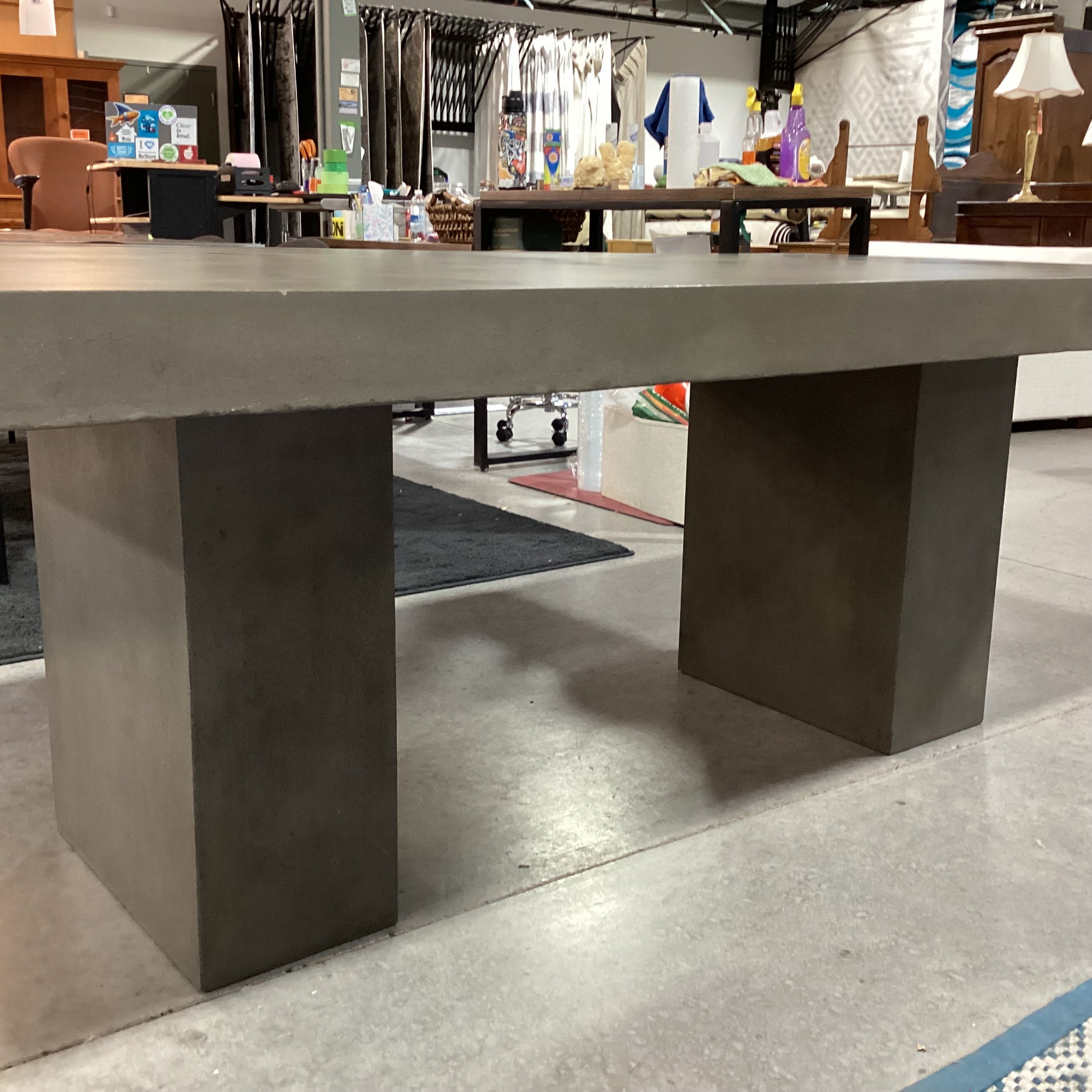 Concrete Double Pedestal Rectangle Dining Table 82.5"x 39.5"x 31"