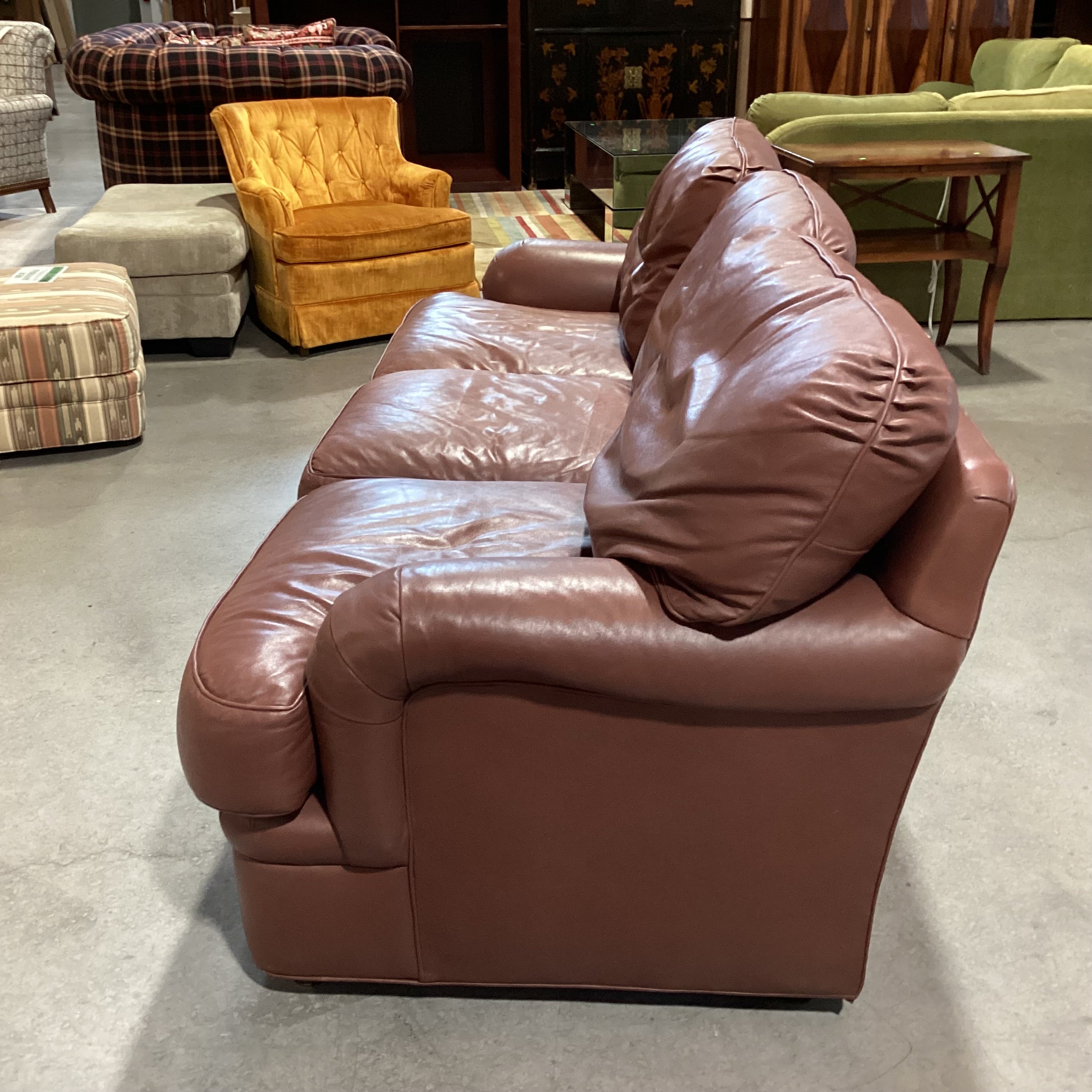 Hancock & Moore Brown Leather Down Mix Sofa 89"x 39"x 35"
