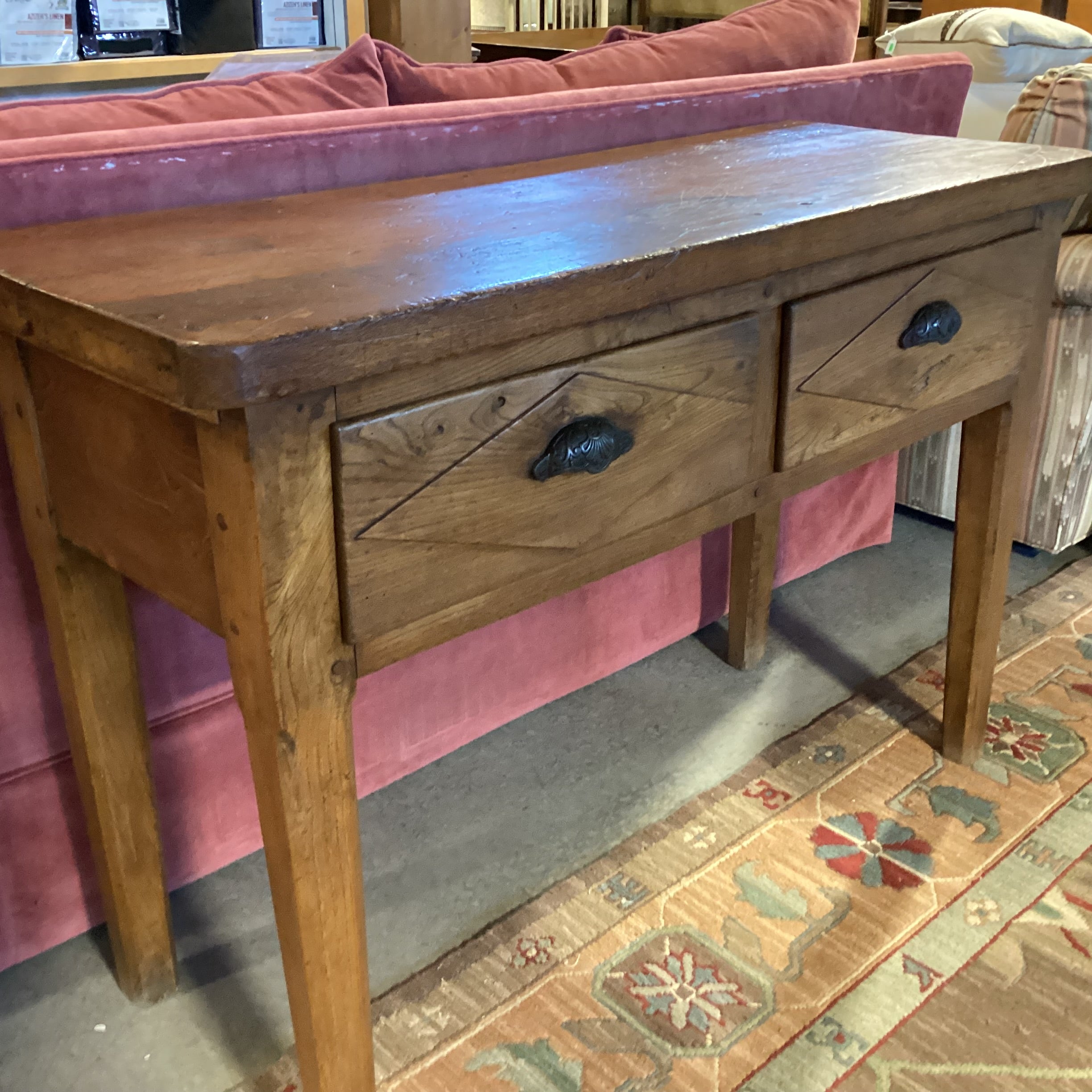 Antique Solid Wood 2 Drawer Console Sofa Table 45.5"x 17.5"x 31.5"