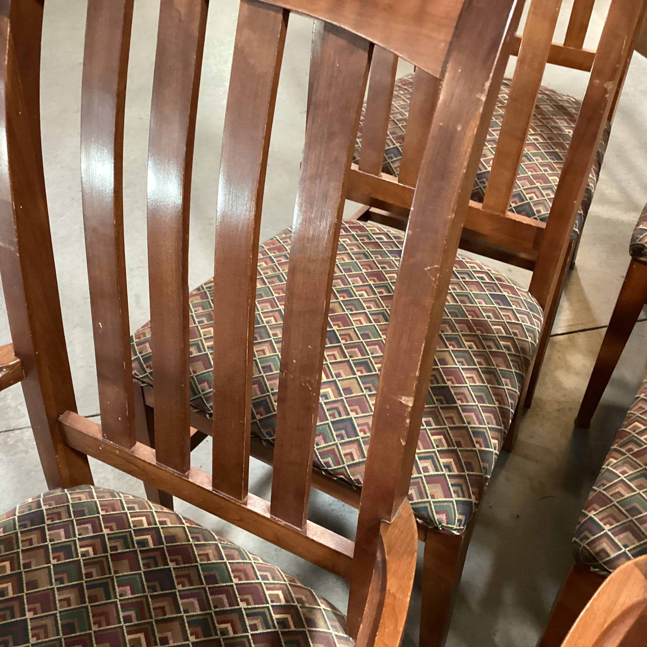 Set of 6 Carved Wood Slat Back with Upholstered Seat Dining Chairs 23"x 23"x 41"