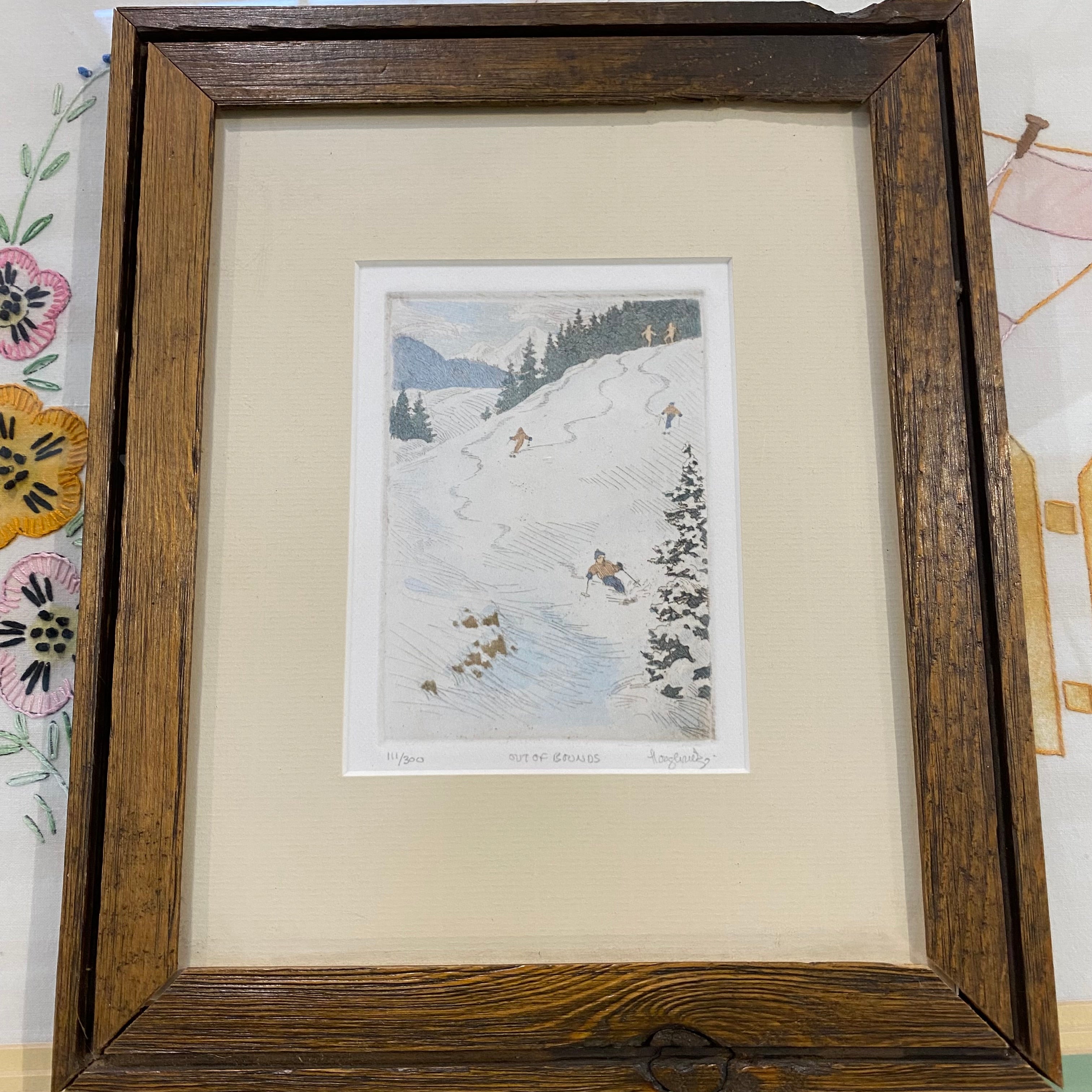 Signed Leon Loughridge "Out of Bounds" 1981 Limited Edition Etching 10"x 12"
