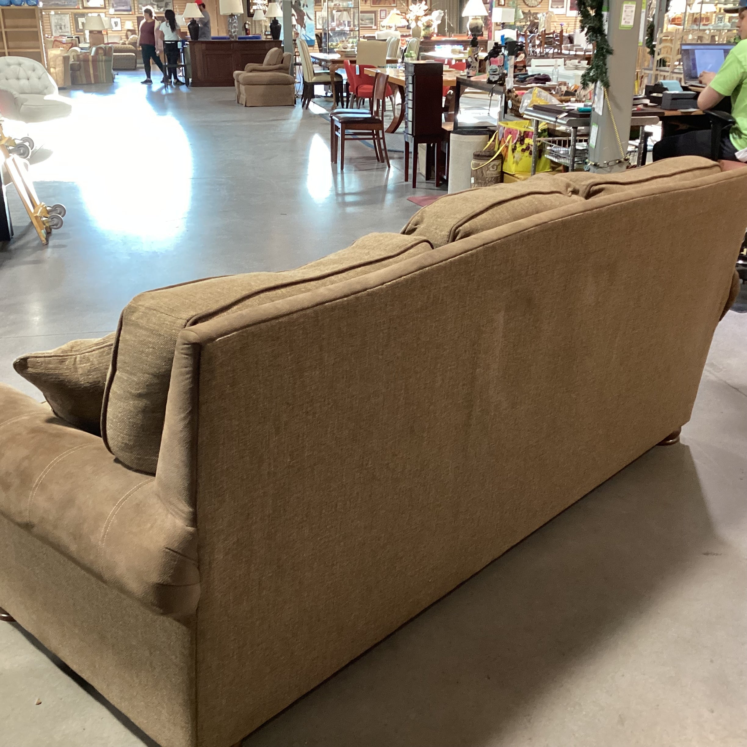 Mayo Furniture Brown Ultra Suede  Nailhead & Upholstery Sofa