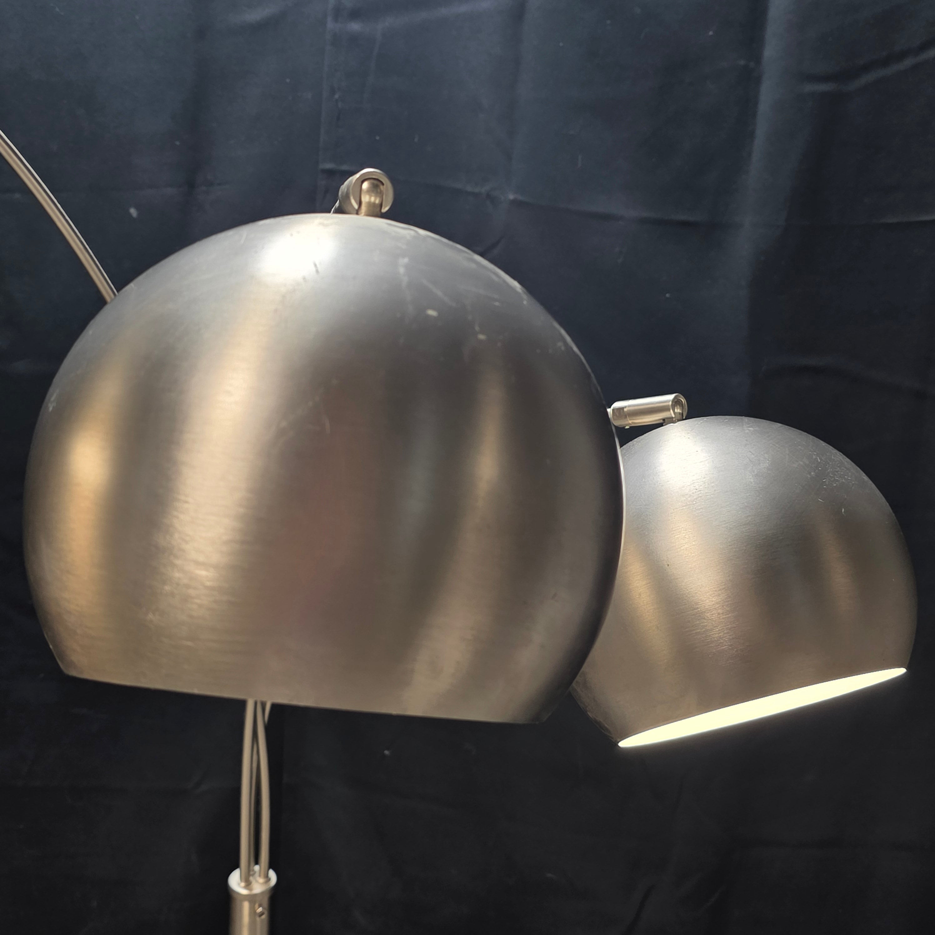 Metro Metal Globes Brushed Nickel Three Lights Arc Floor Lamp with Marble Base 39"x52"x71"