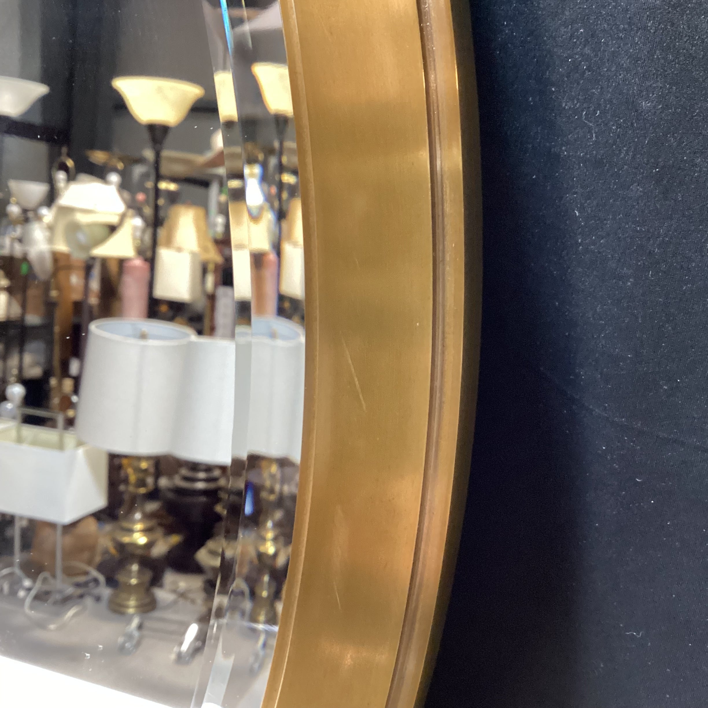 RH Brass Bevelled Edge Round Pendant Mirror 30" x 40"