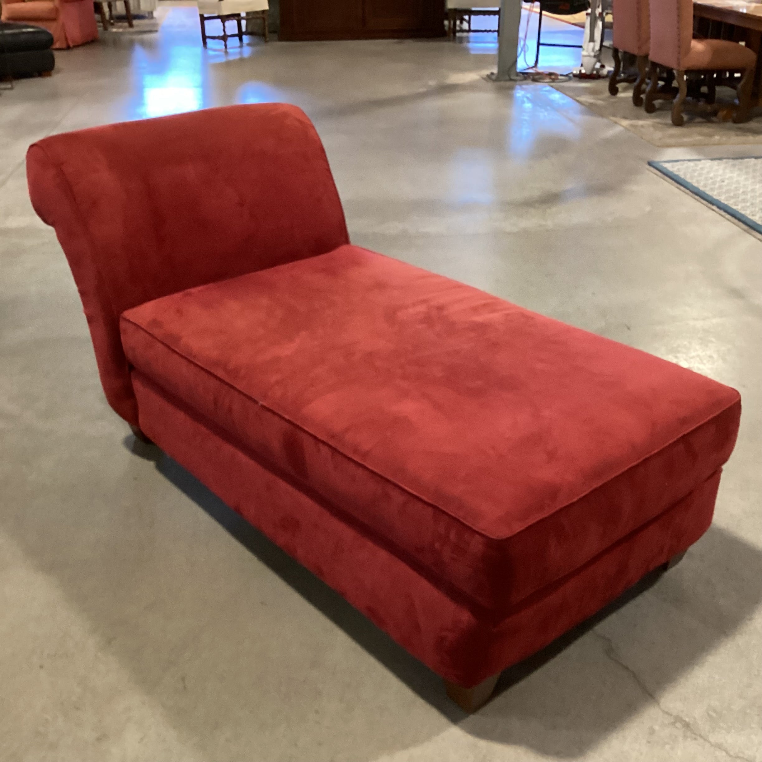 Red Micro Suede Chaise Sofa 70"x 33"x 33"