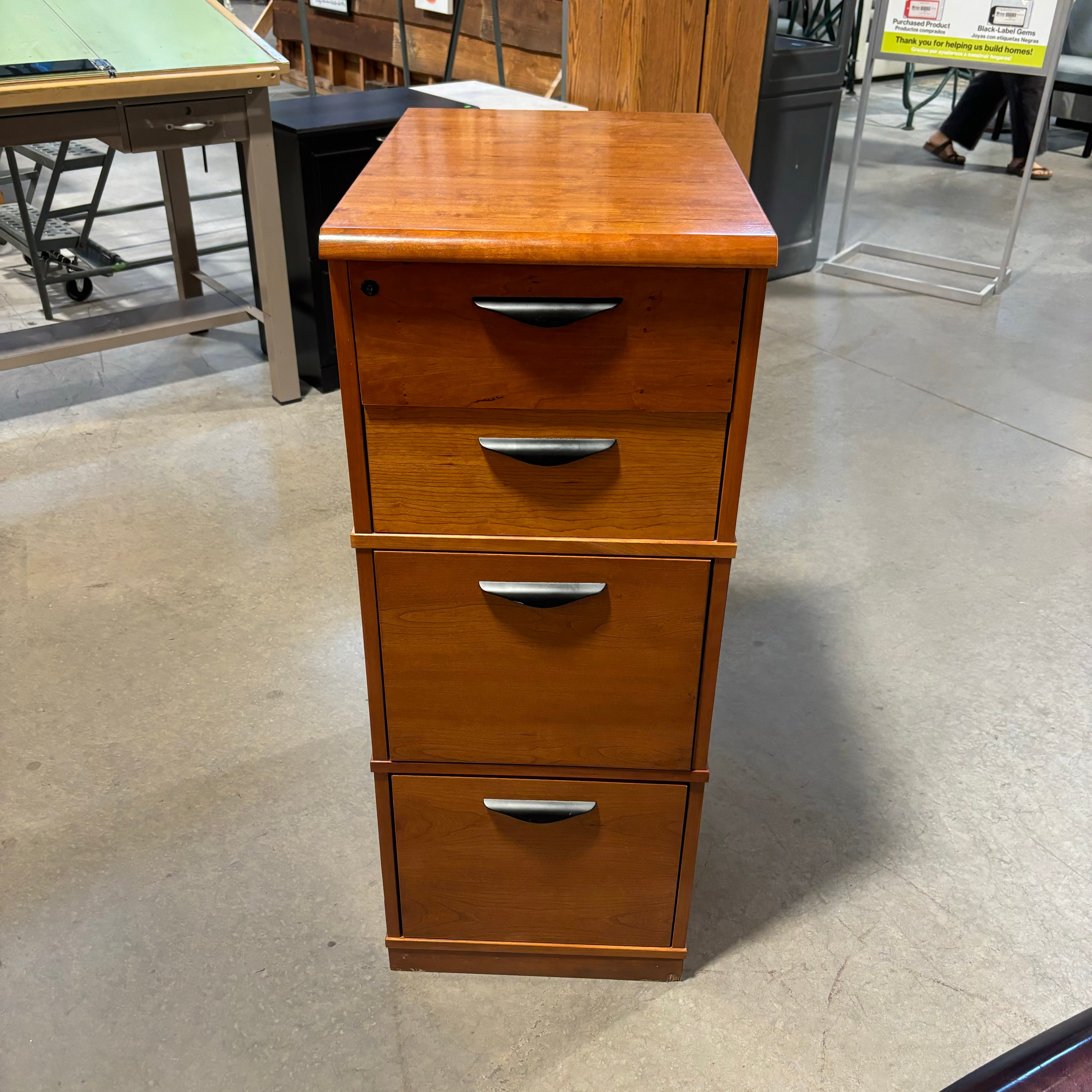 Lizell Quality Furniture Cherry Wood 4 Drawer Filing Cabinet 17"x 25"x 40"