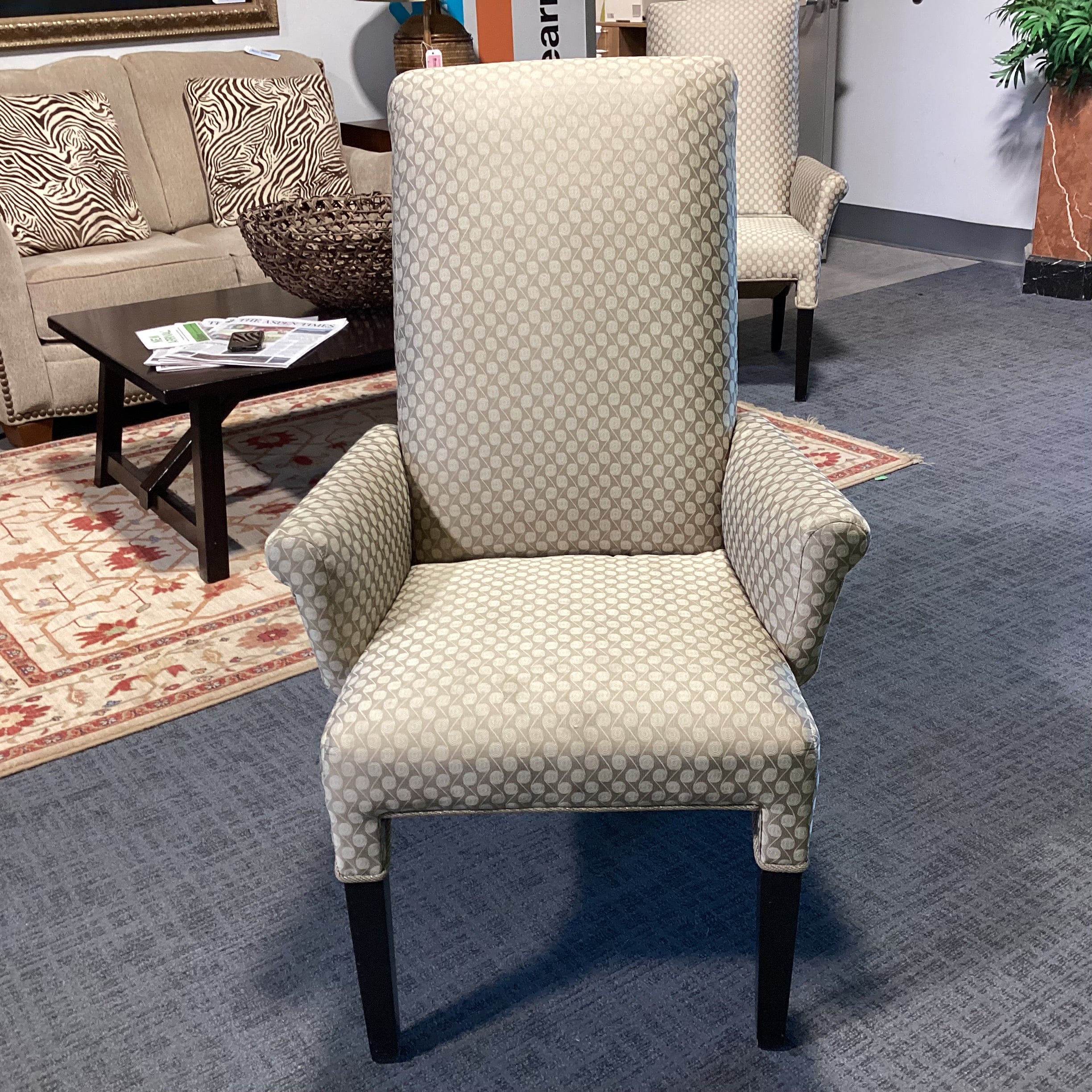Golden Spiral Design Flared Arm Accent Chair 28"x 30"x 43"