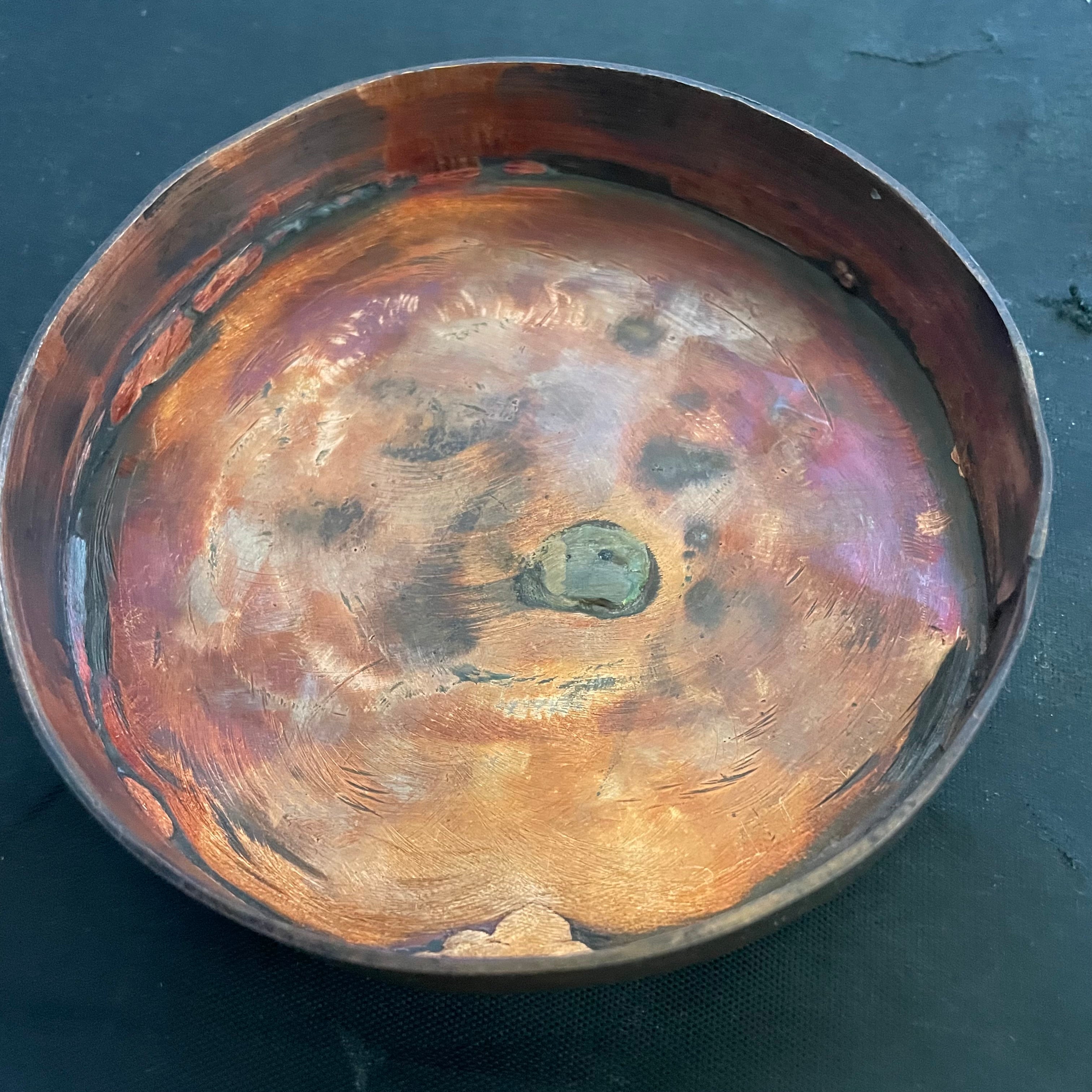 Hoosier Style Ribbed Glass Storage Cannister with Copper Crafted Leaf Lid, 16"x 11"x 7"