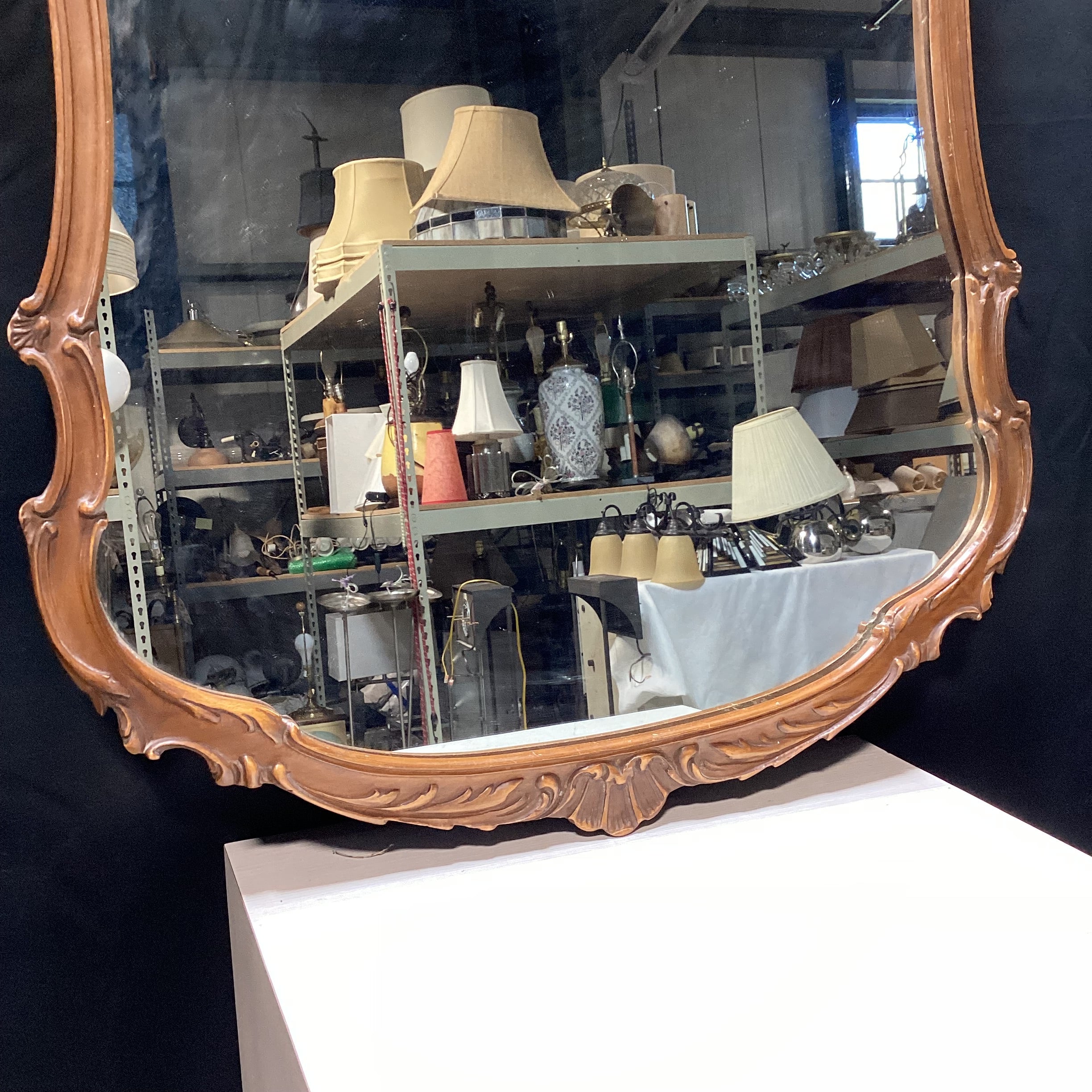 Vintage Carved Wood Wall Mirror 28.5" x 42"