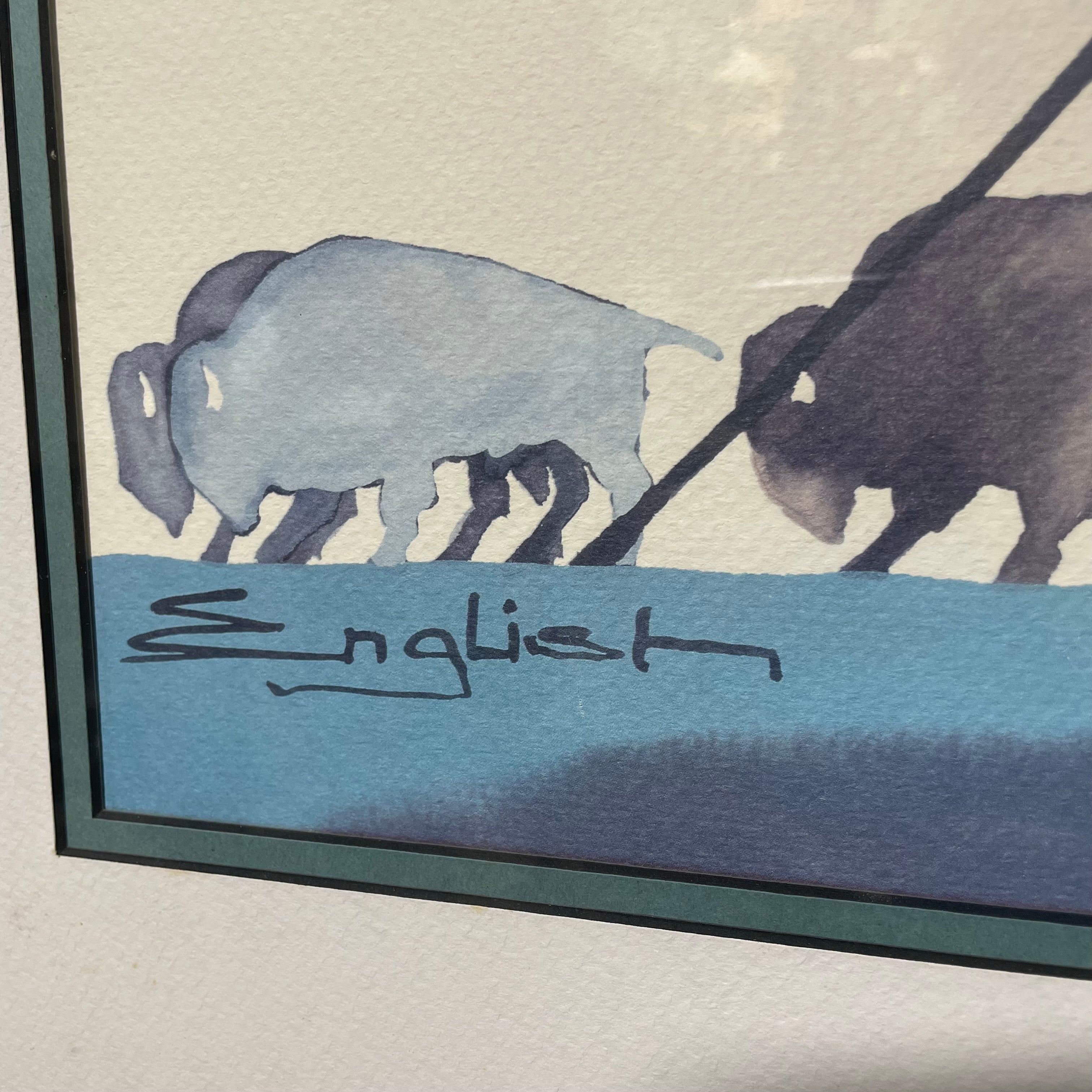 Sam English Signed/Dated "That Meeting" Print In Black Frame 37" x 29"