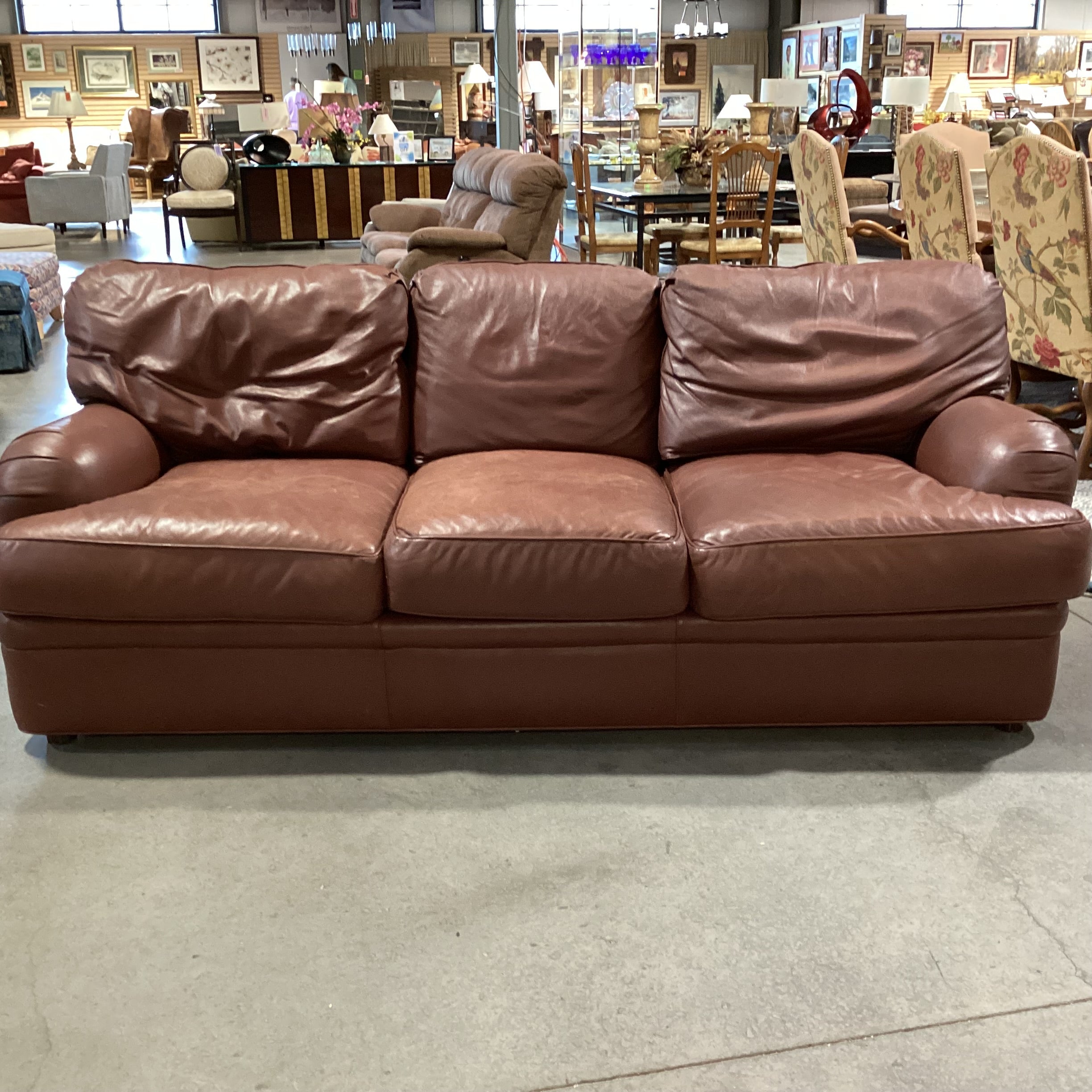 Hancock & Moore Brown Leather Down Mix Sofa 89"x 39"x 35"