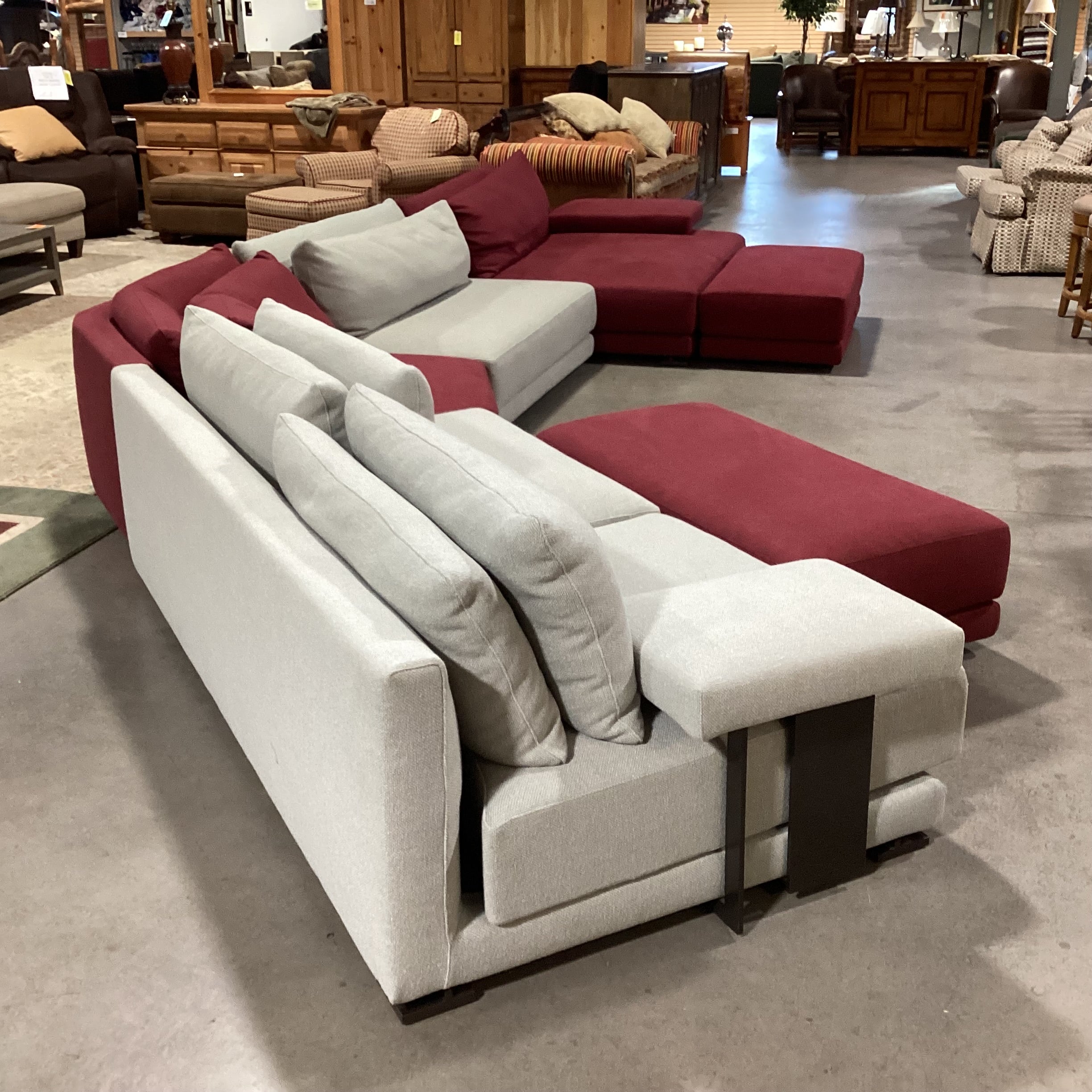 Poliform Cranberry & Dove Grey Woven Modern Italian 6 Piece Sectional 236"x 59"x 45"x 24"