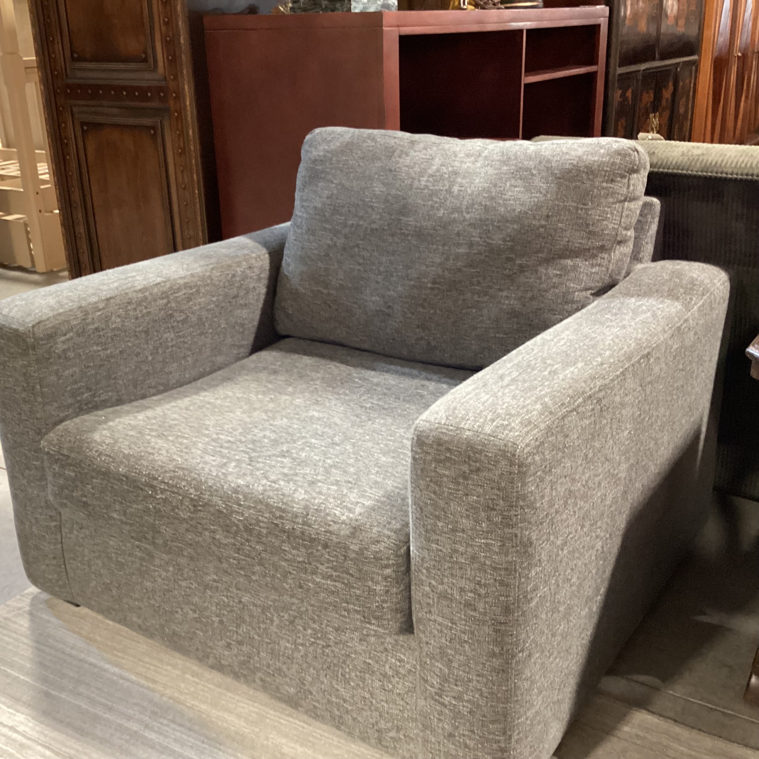 Heather Grey Woven Track Arm Oversized Chair 45"x 41"x 30"