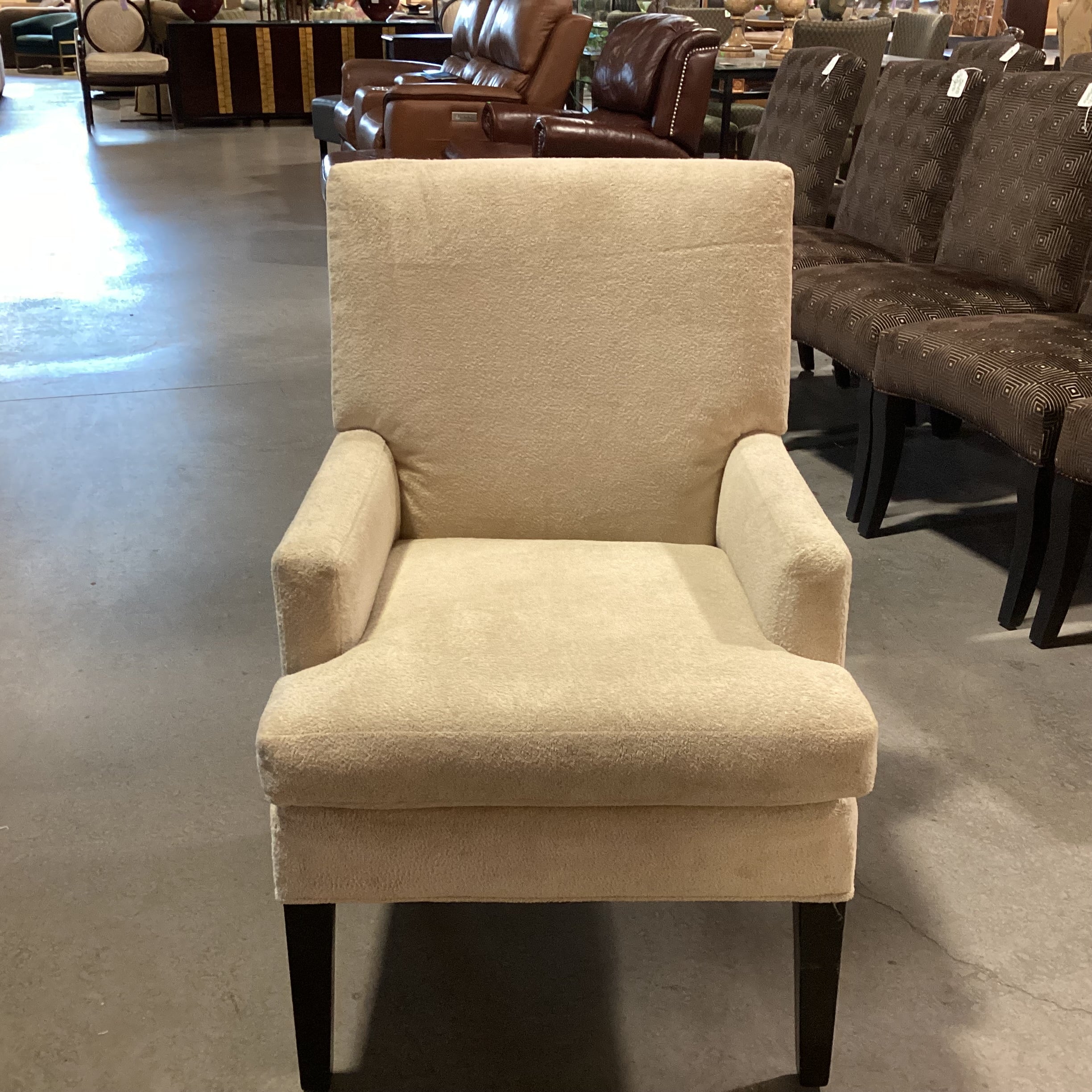 Cream Textured Plush & Black Legs Chair 25"x 28"x 38"