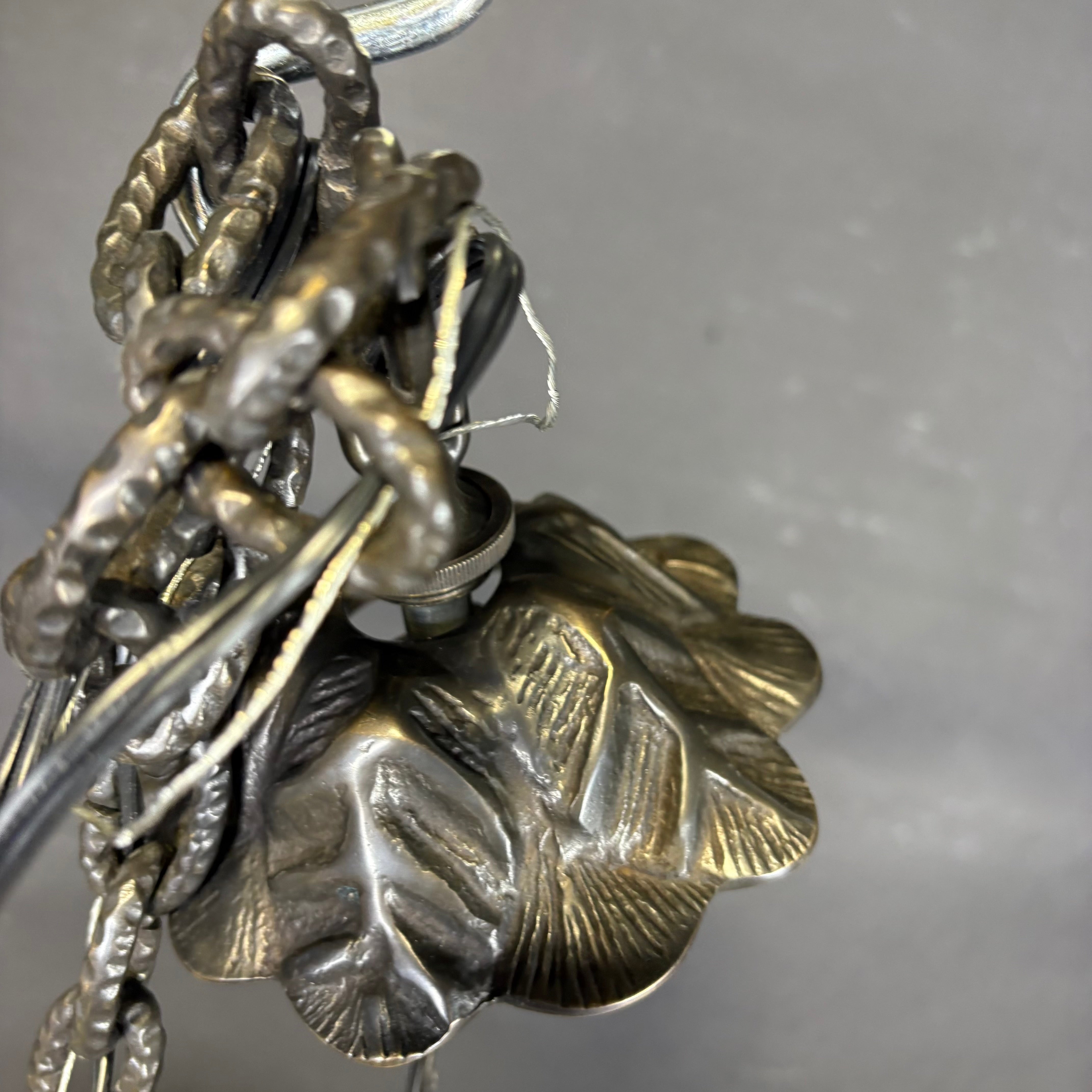 Vaughan Designs Colombier 7-Light Bronze Leaf Candelabra with Shades Chandelier 36” Diameter x 36”