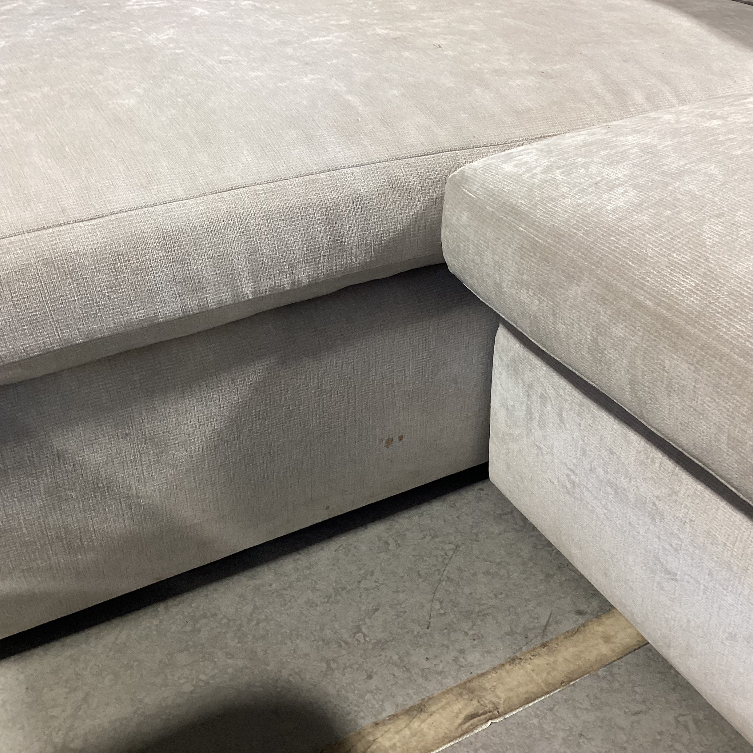 Henry Custom Upholstery Silver Dove Grey Velvet 2 Piece Modern Sectional 121"x 74"x 37"x 24"