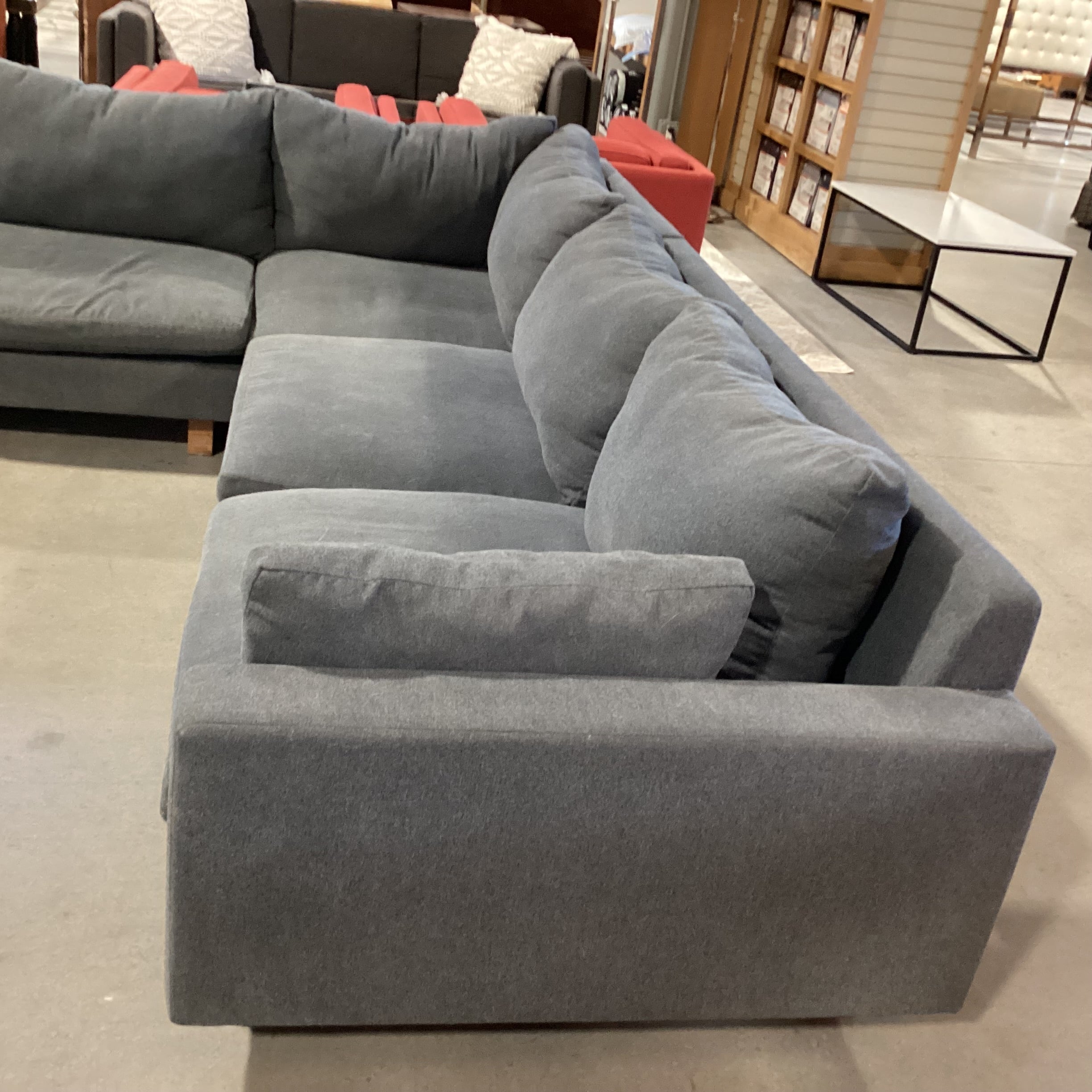 West Elm Harmony Dark Grey 3 Piece Sectional 110"x 120"x 42"x 28.5"